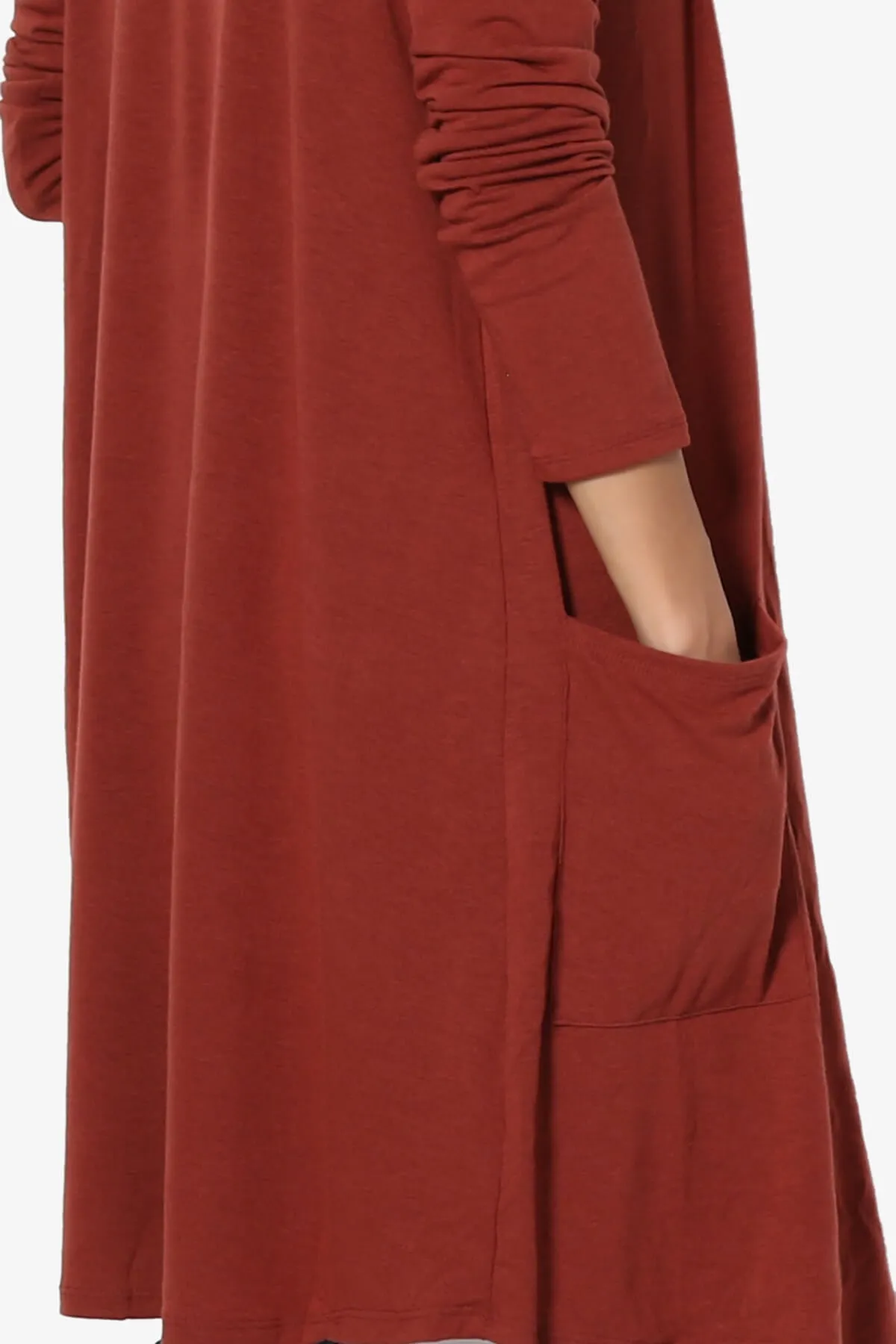 Daday Pocket Jersey Knee Length Cardigan PLUS