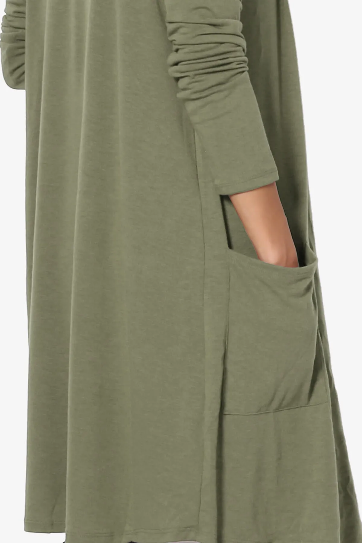 Daday Pocket Jersey Knee Length Cardigan PLUS