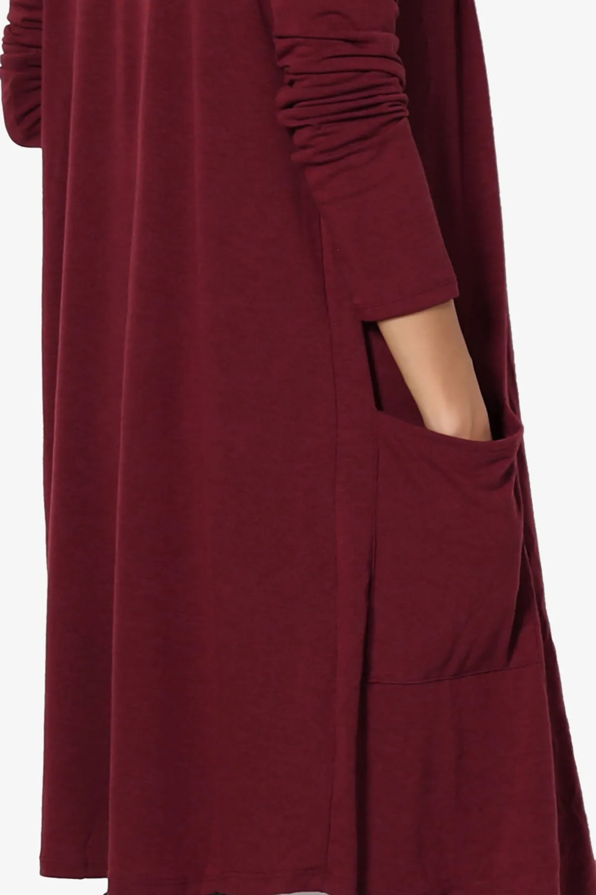 Daday Pocket Jersey Knee Length Cardigan PLUS