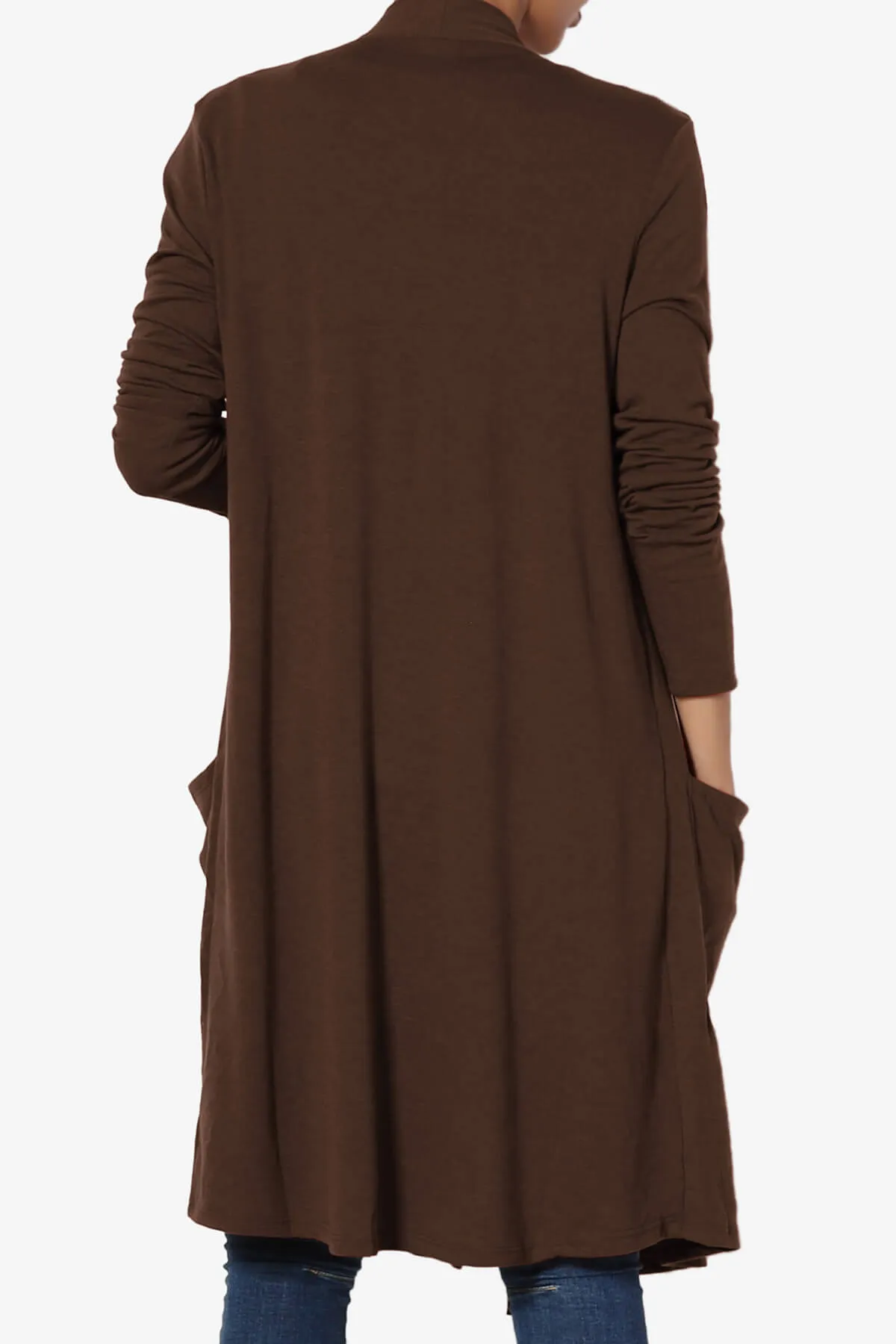 Daday Pocket Jersey Knee Length Cardigan PLUS