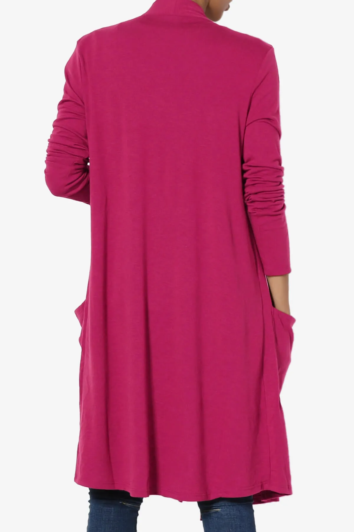 Daday Pocket Jersey Knee Length Cardigan PLUS