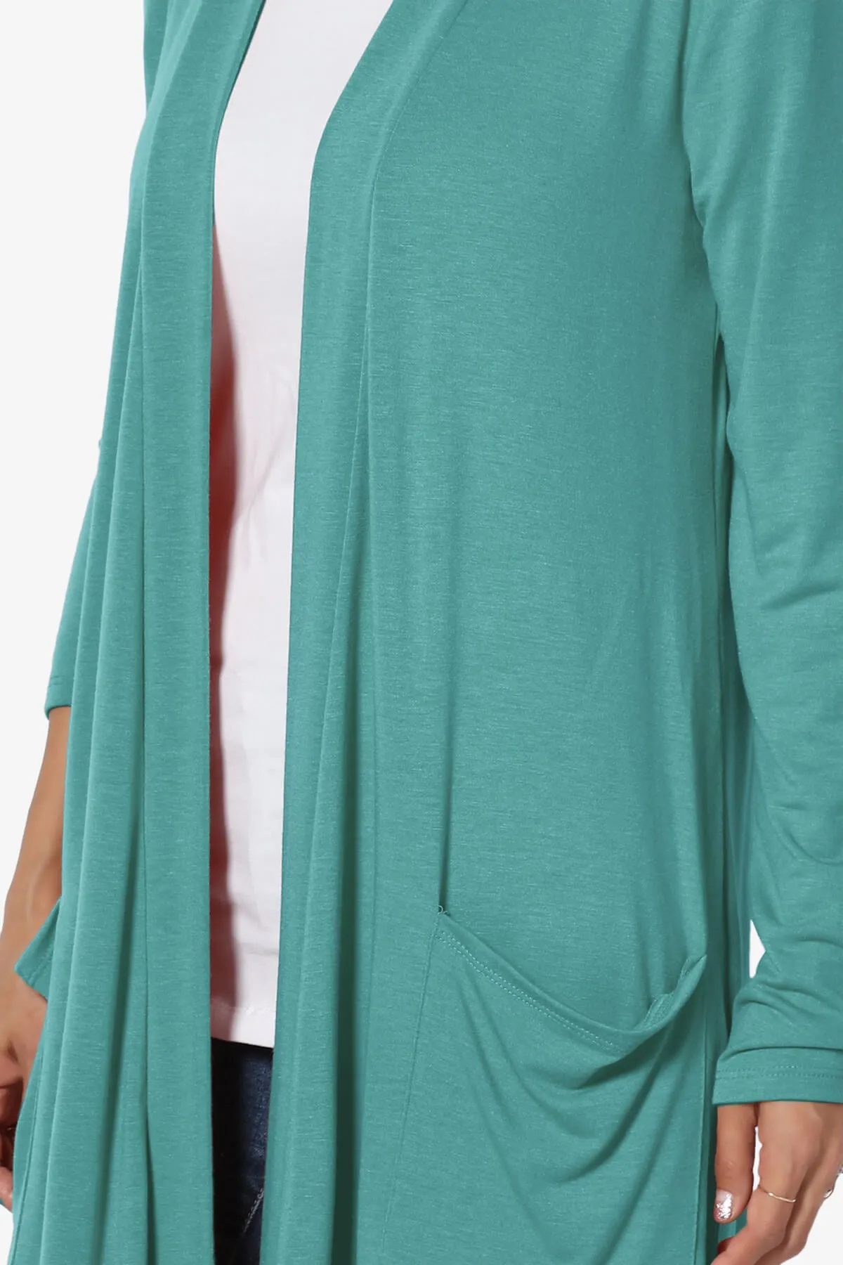 Daday Pocket Jersey Knee Length Cardigan PLUS