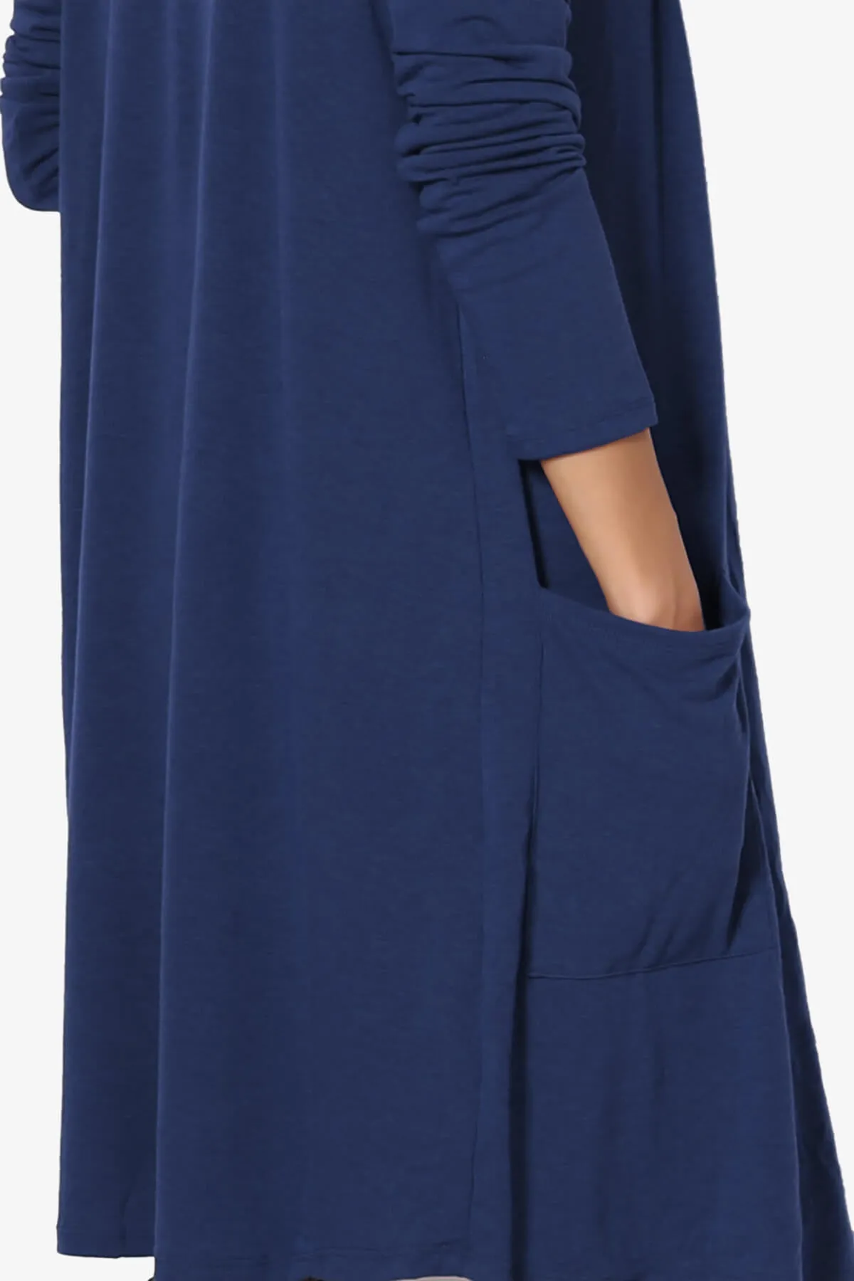Daday Pocket Jersey Knee Length Cardigan PLUS