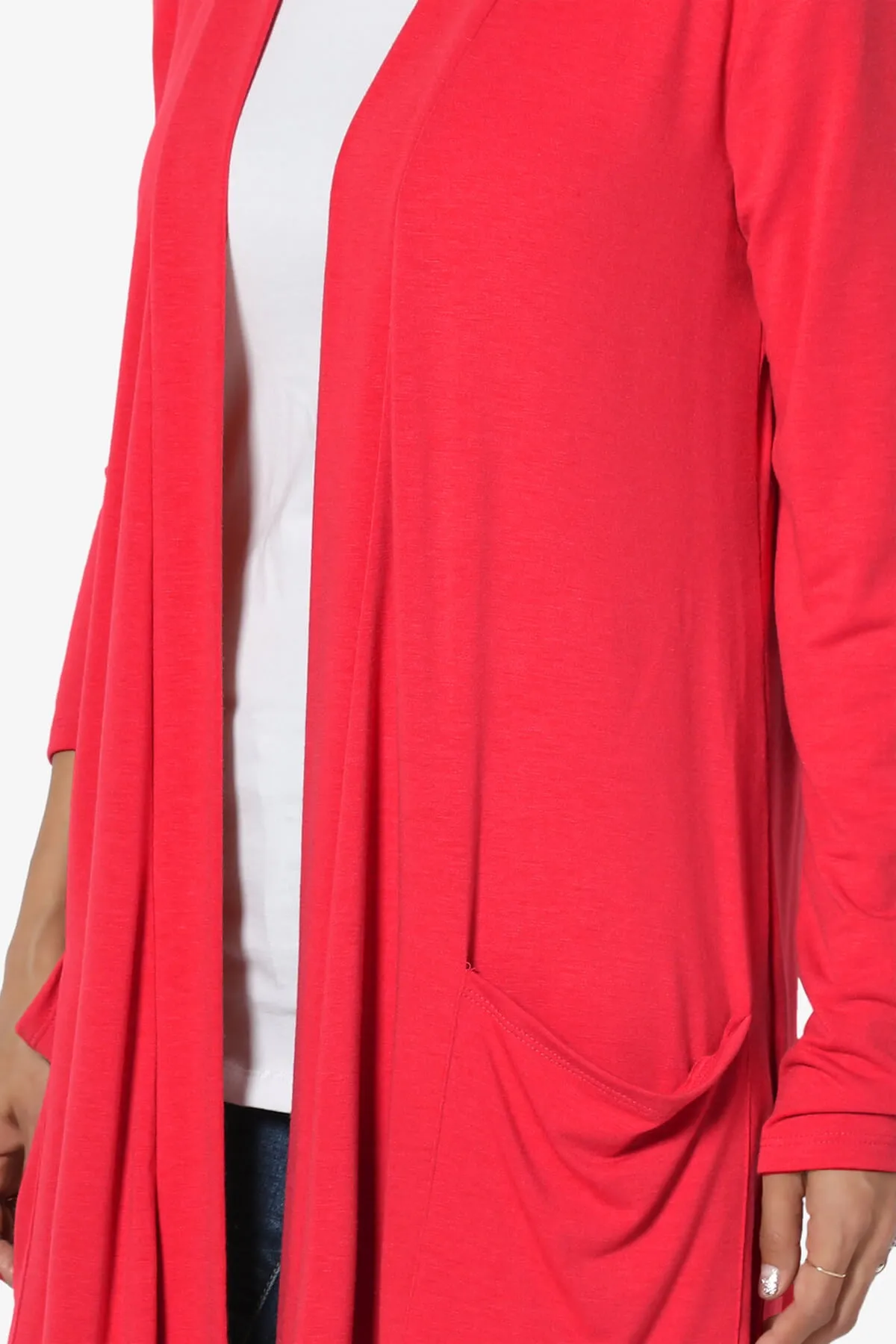 Daday Pocket Jersey Knee Length Cardigan PLUS