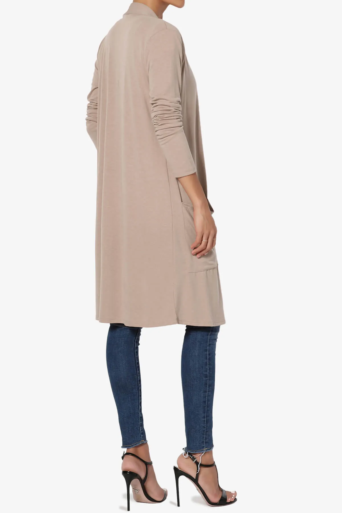 Daday Pocket Jersey Knee Length Cardigan PLUS