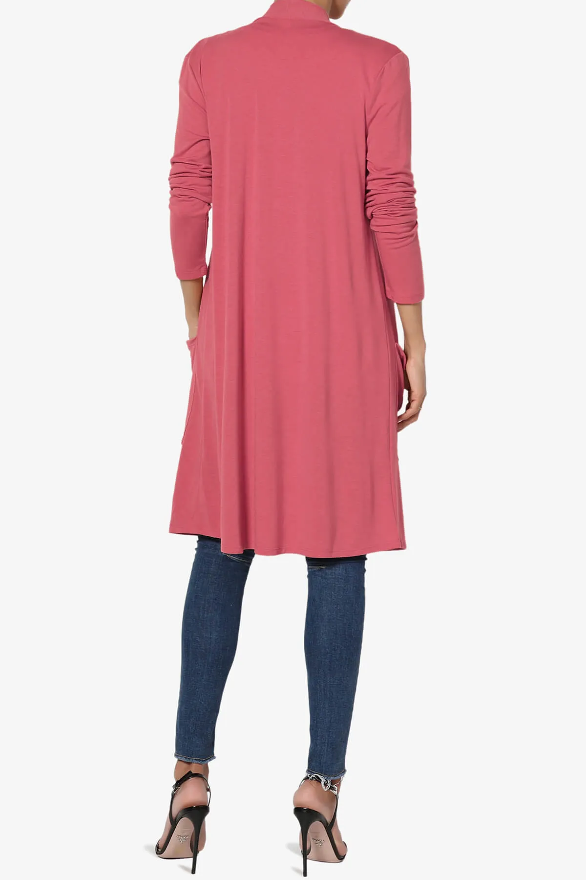 Daday Pocket Jersey Knee Length Cardigan PLUS