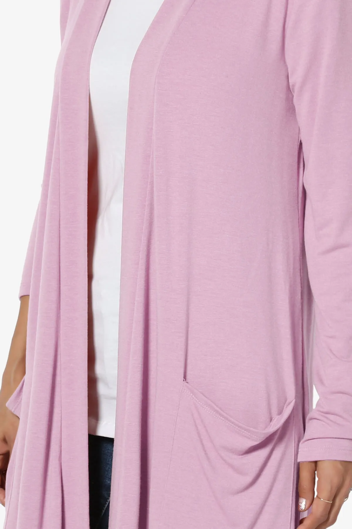 Daday Pocket Jersey Knee Length Cardigan PLUS