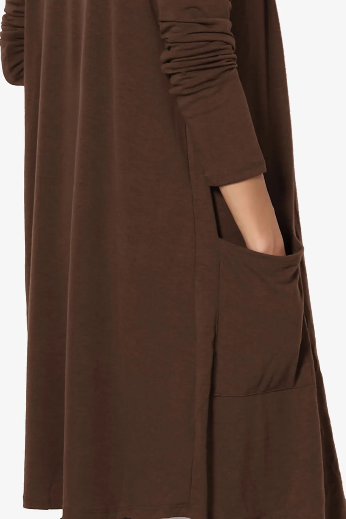 Daday Pocket Jersey Knee Length Cardigan PLUS