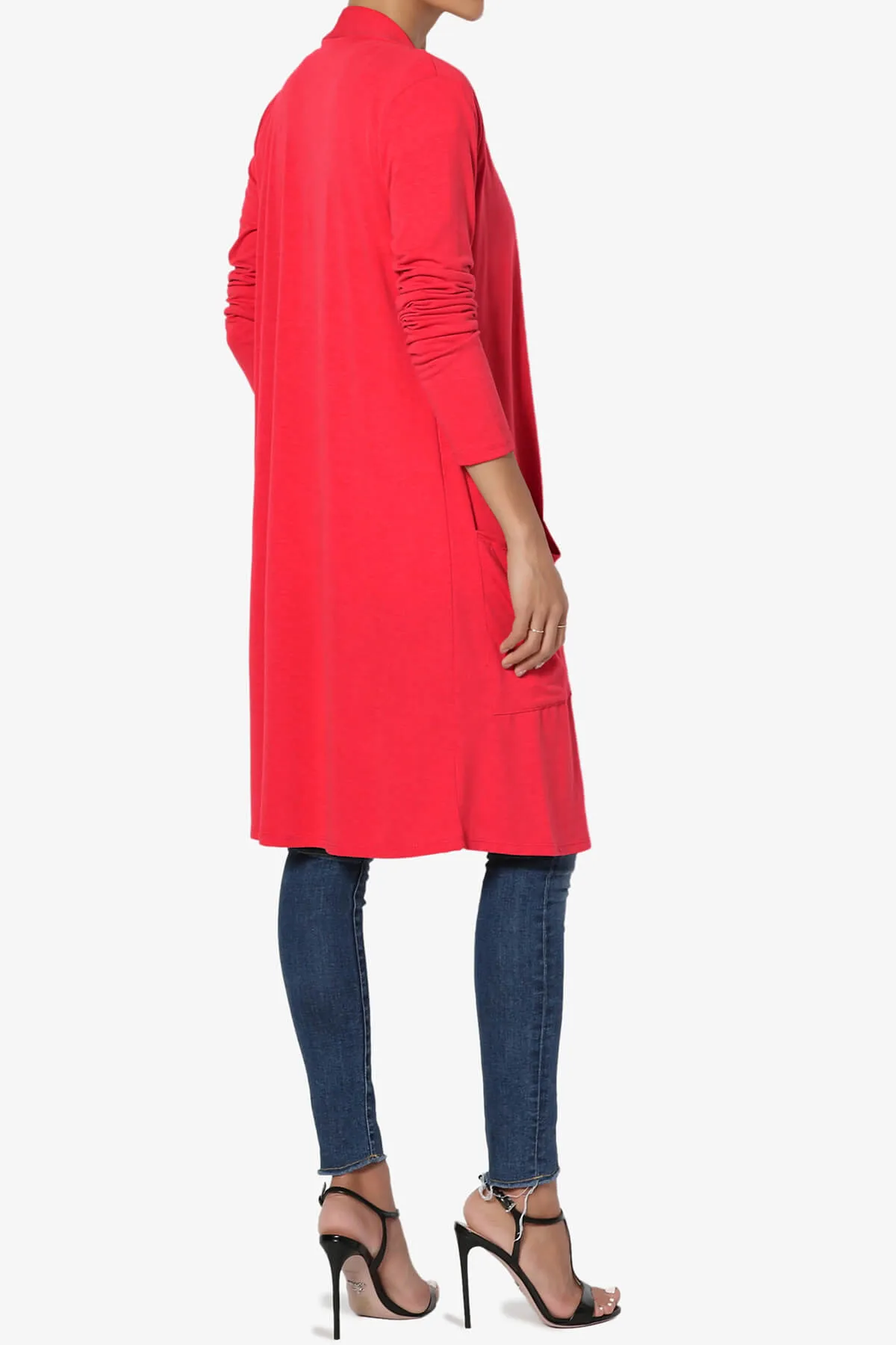 Daday Pocket Jersey Knee Length Cardigan PLUS