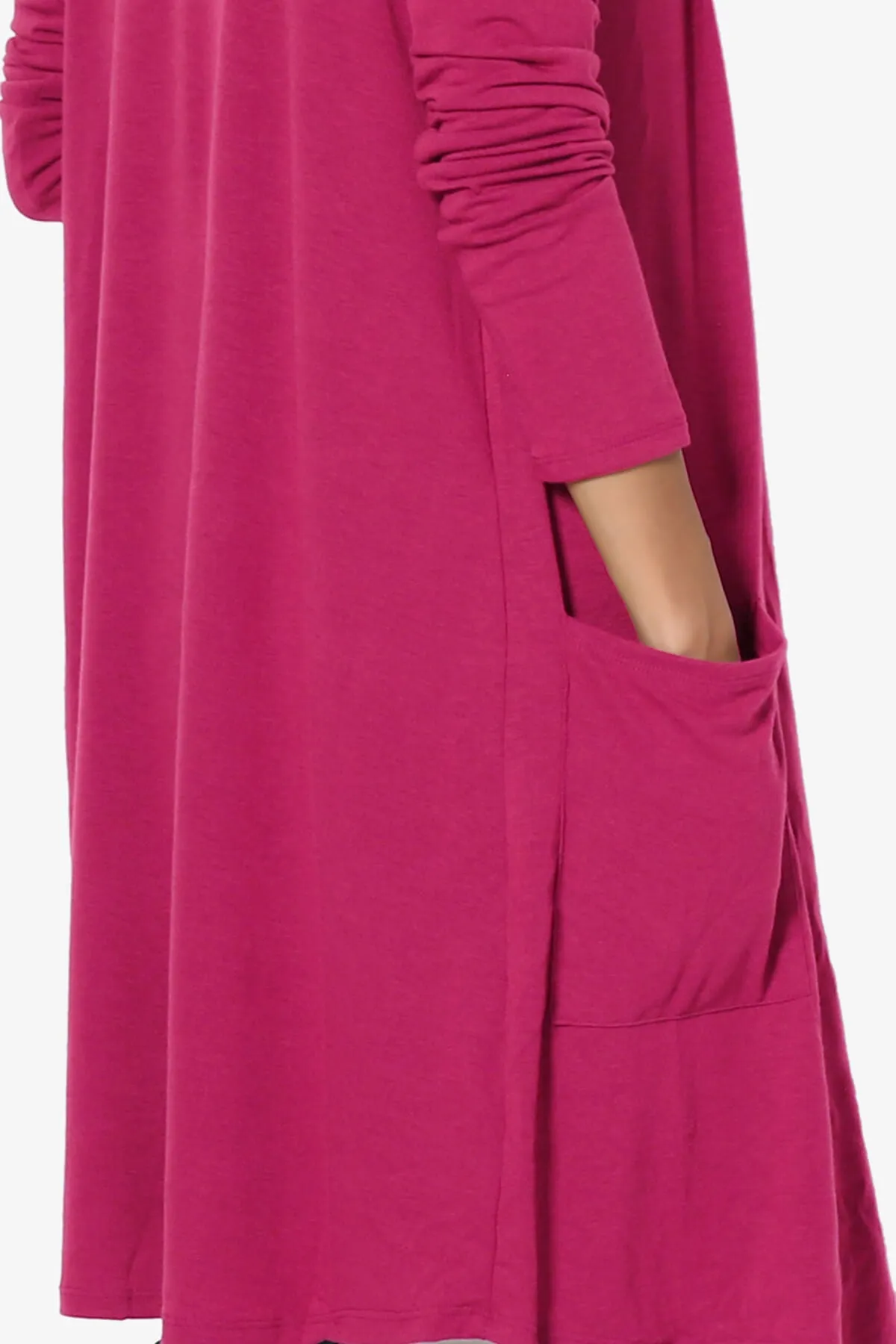 Daday Pocket Jersey Knee Length Cardigan PLUS