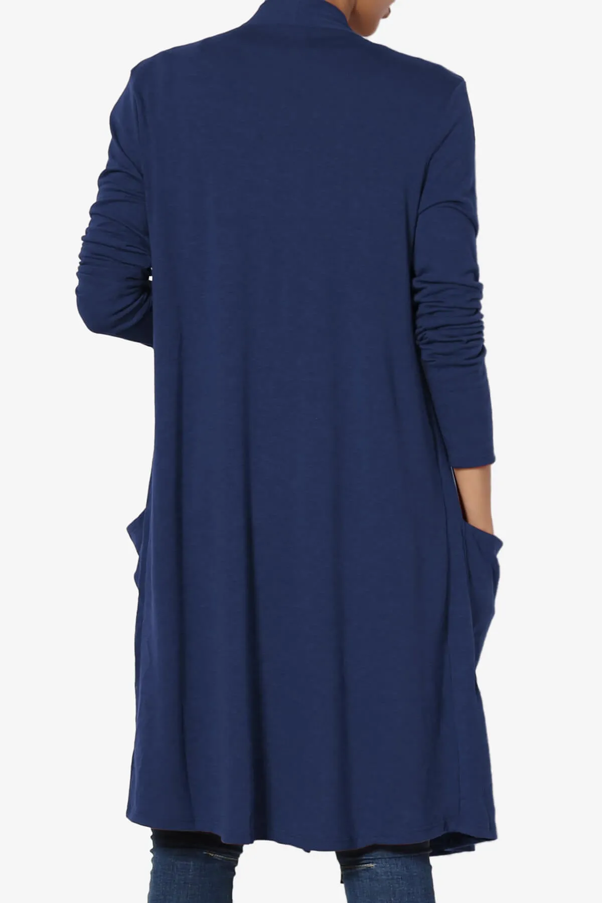 Daday Pocket Jersey Knee Length Cardigan PLUS