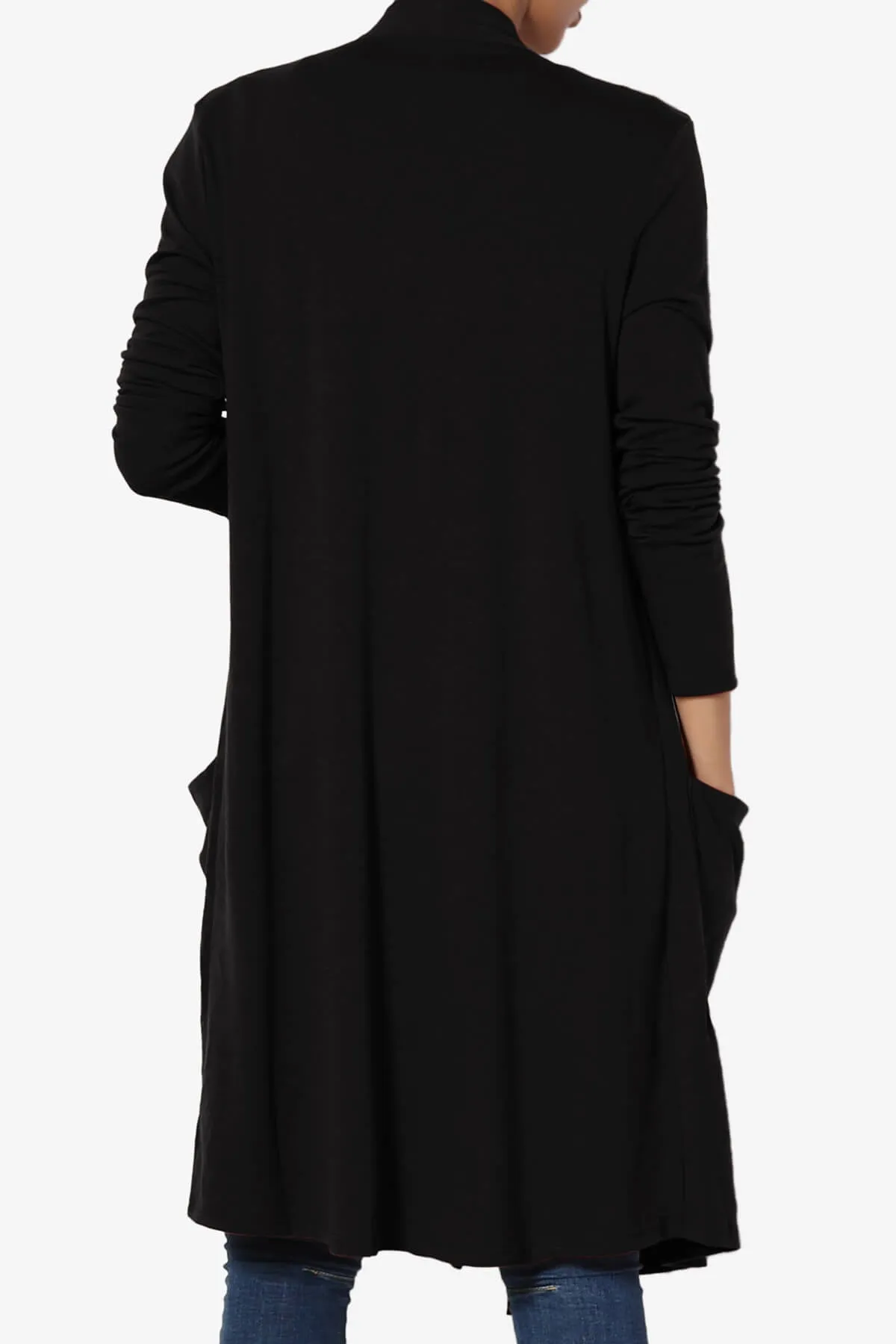 Daday Pocket Jersey Knee Length Cardigan PLUS