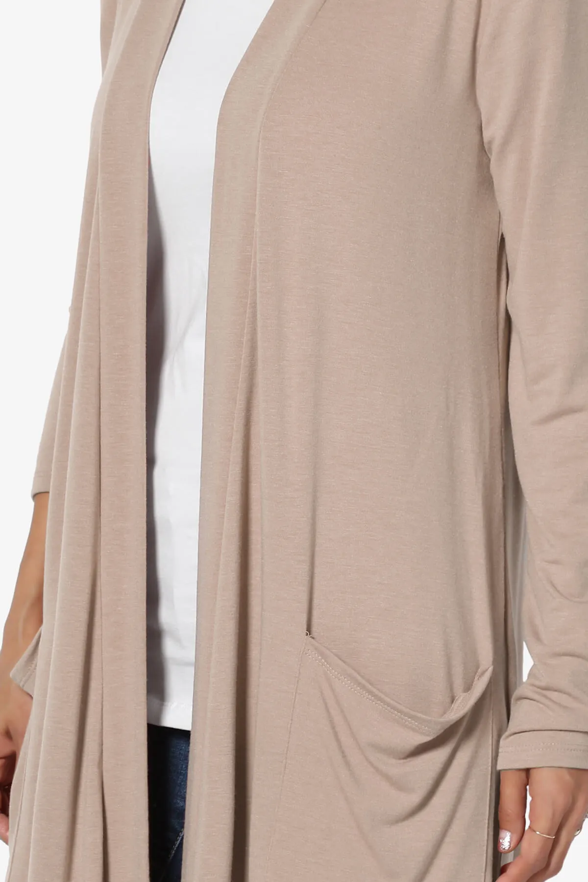 Daday Pocket Jersey Knee Length Cardigan PLUS