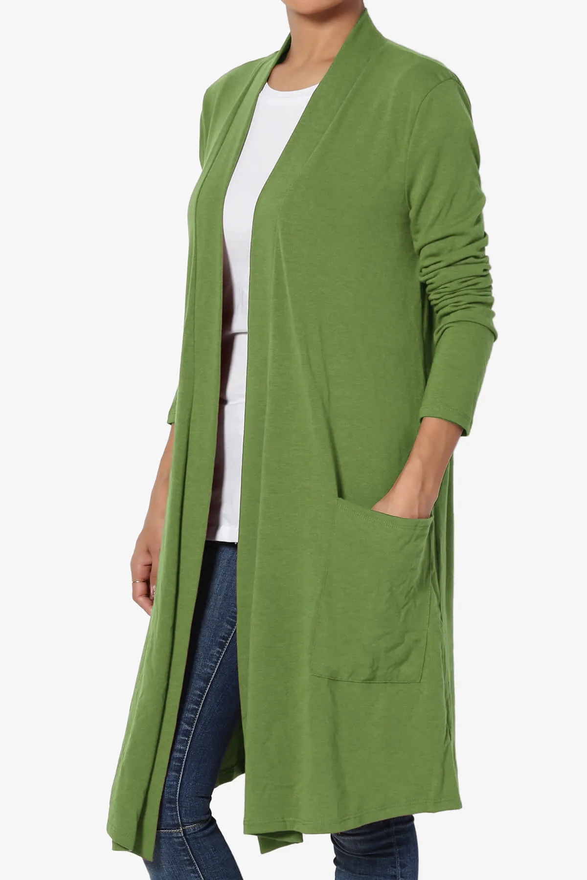 Daday Pocket Jersey Knee Length Cardigan
