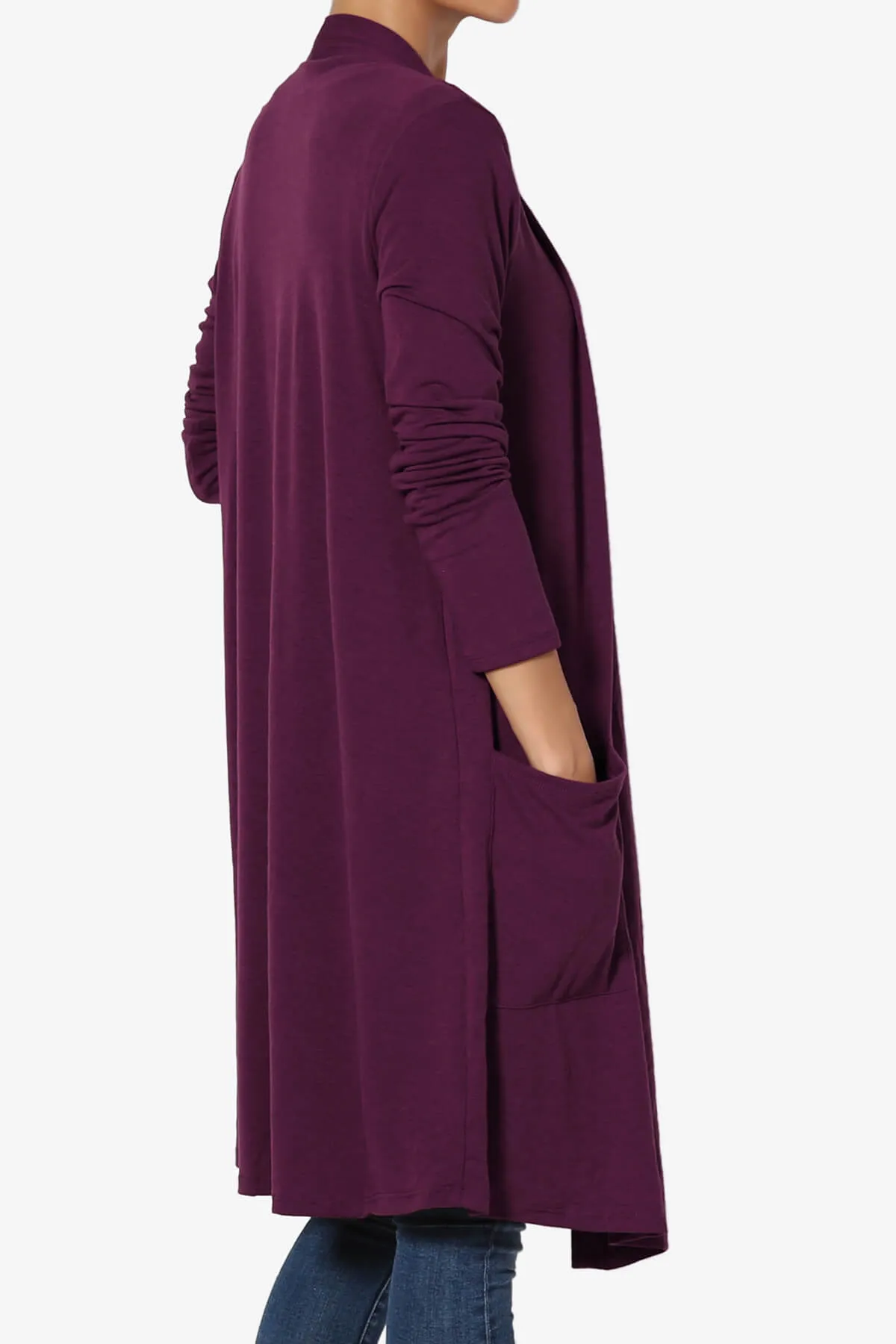Daday Pocket Jersey Knee Length Cardigan