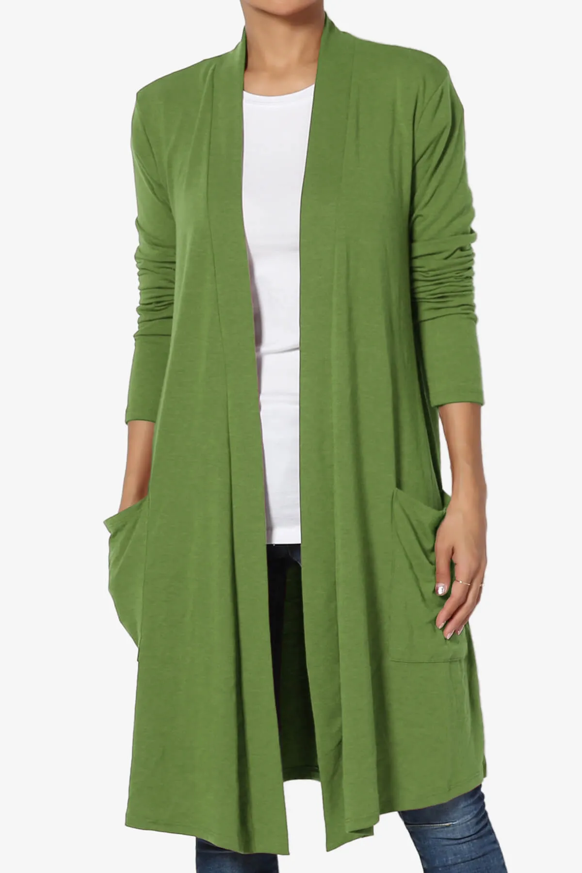Daday Pocket Jersey Knee Length Cardigan