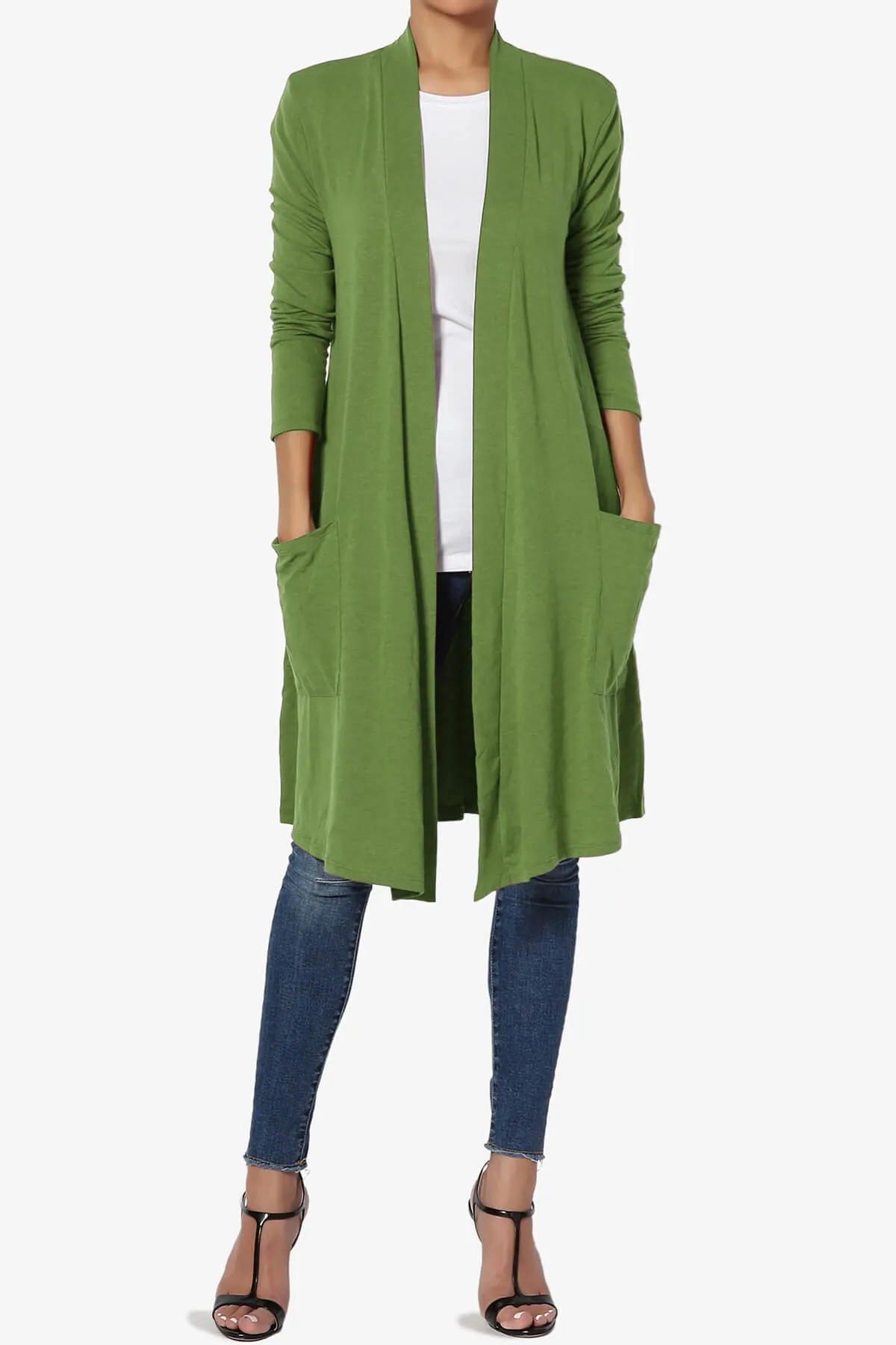 Daday Pocket Jersey Knee Length Cardigan