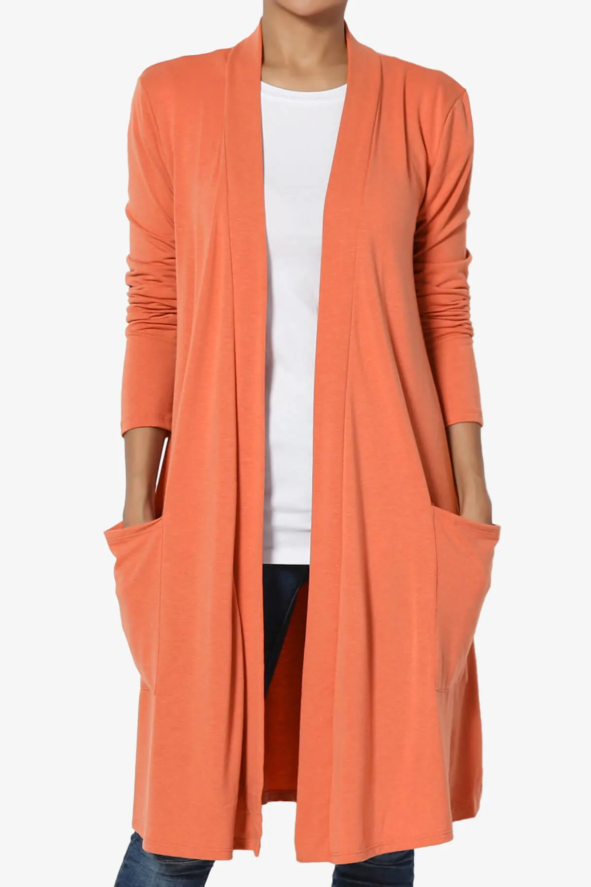 Daday Pocket Jersey Knee Length Cardigan