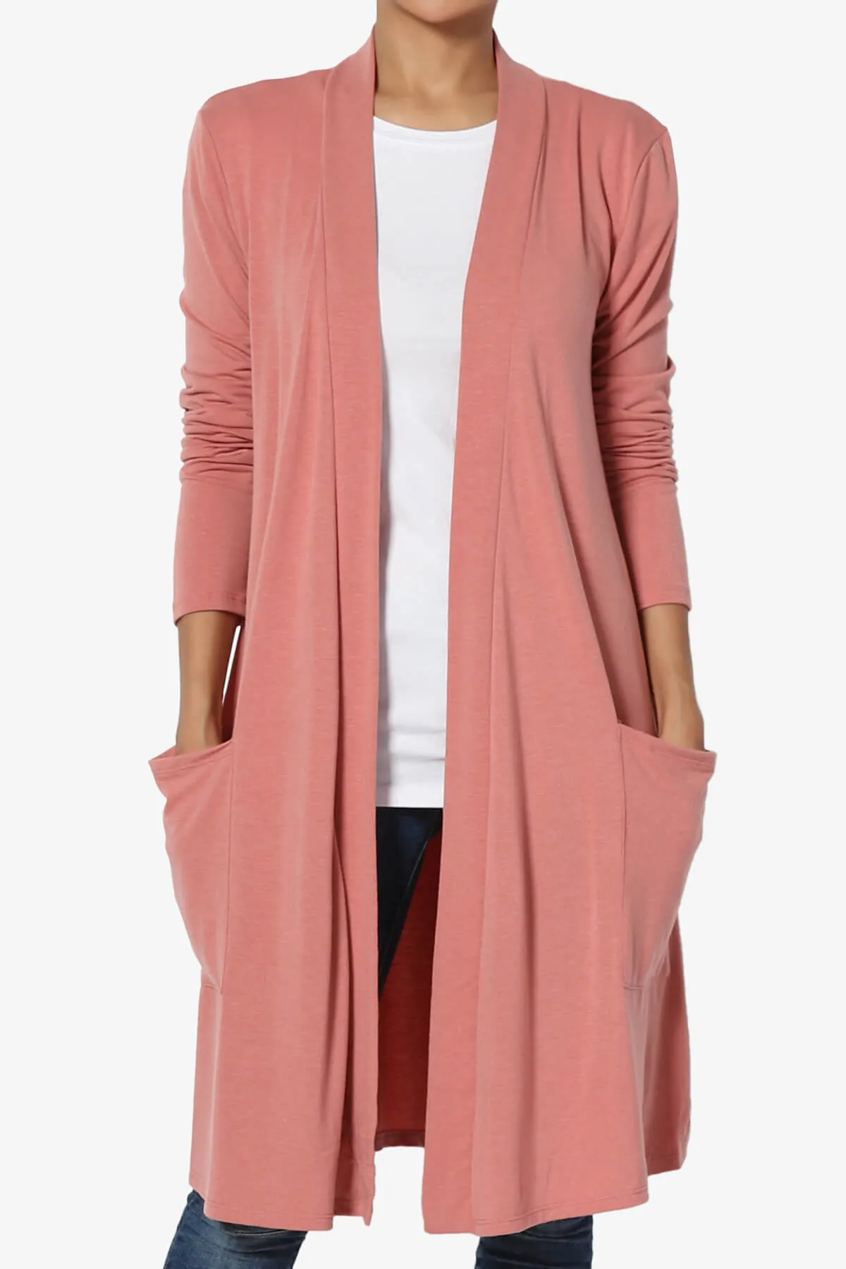 Daday Pocket Jersey Knee Length Cardigan