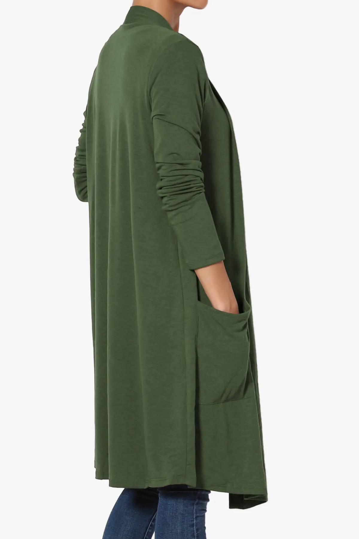 Daday Pocket Jersey Knee Length Cardigan