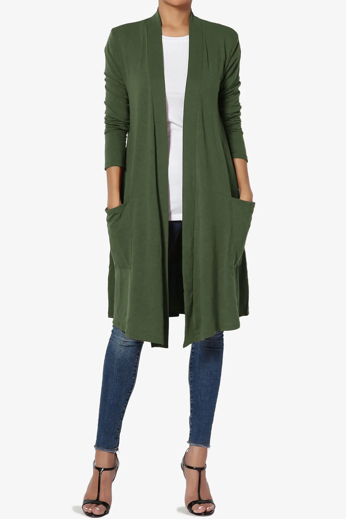 Daday Pocket Jersey Knee Length Cardigan