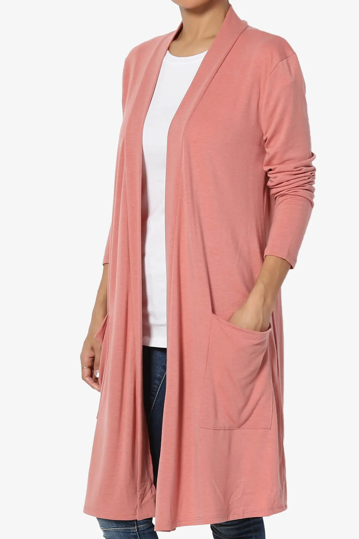 Daday Pocket Jersey Knee Length Cardigan