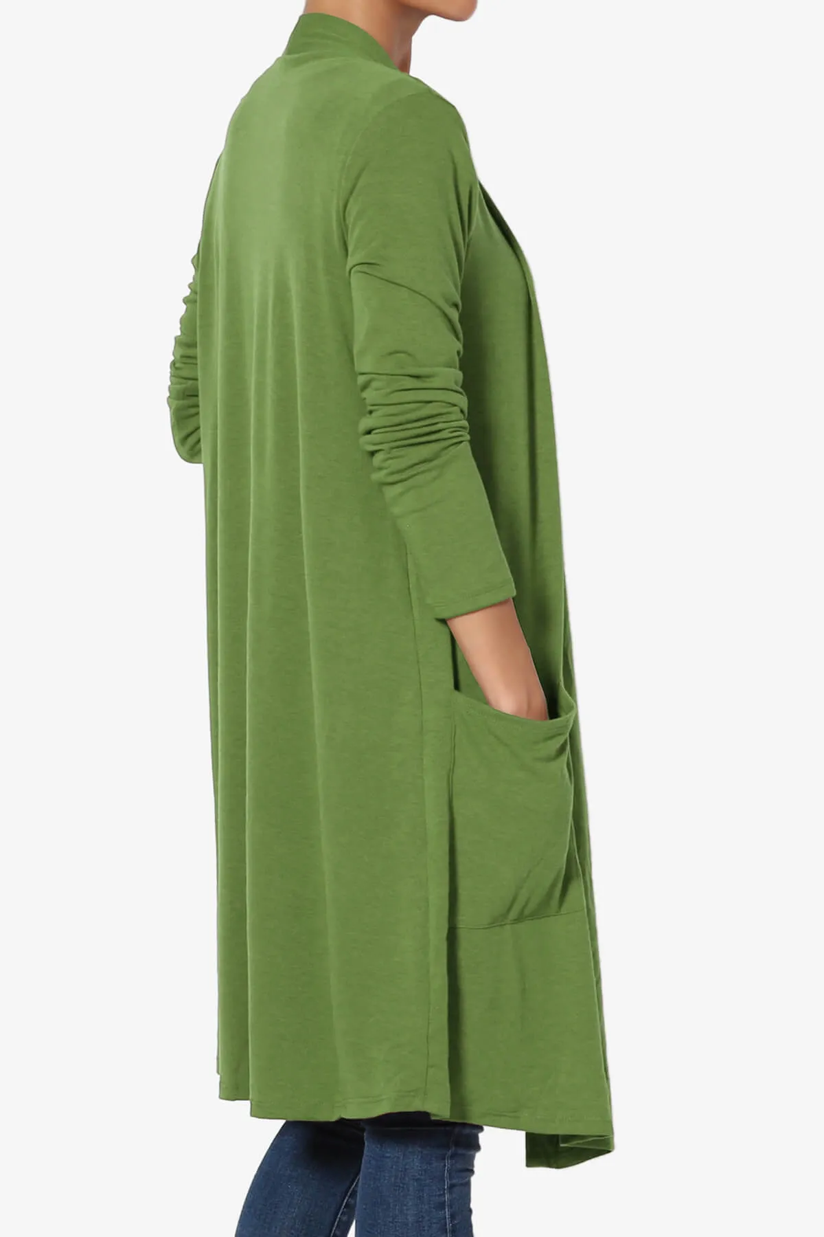 Daday Pocket Jersey Knee Length Cardigan