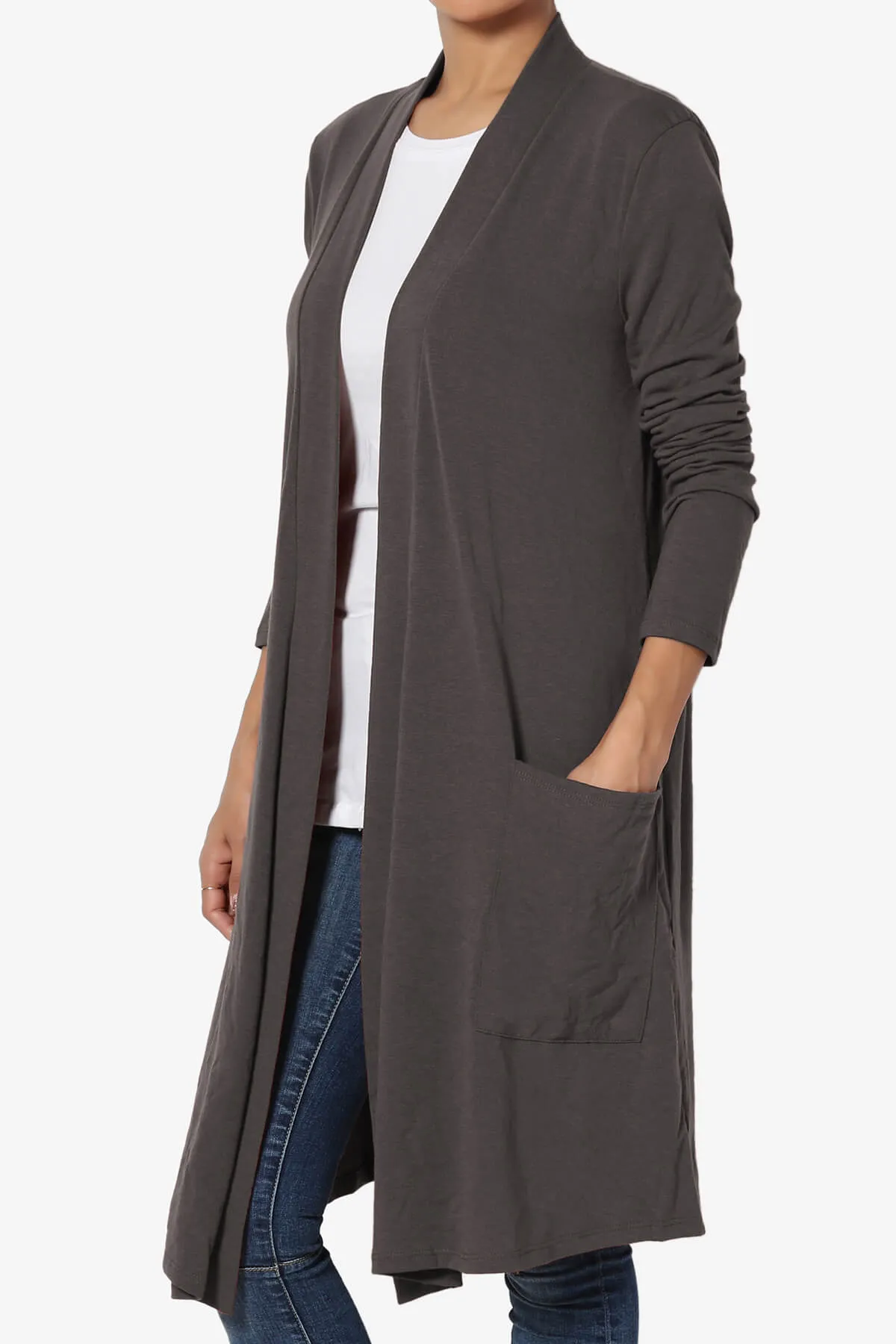 Daday Pocket Jersey Knee Length Cardigan