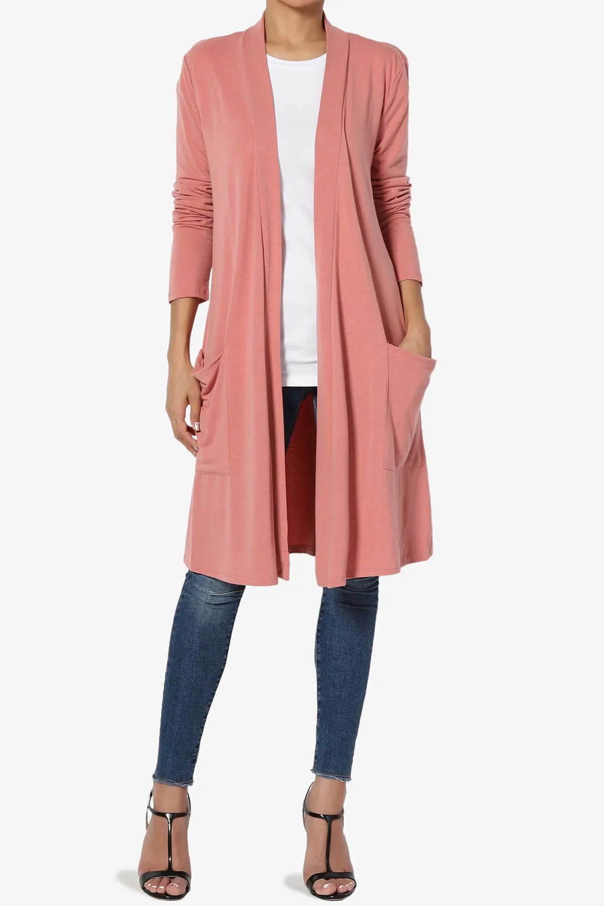 Daday Pocket Jersey Knee Length Cardigan