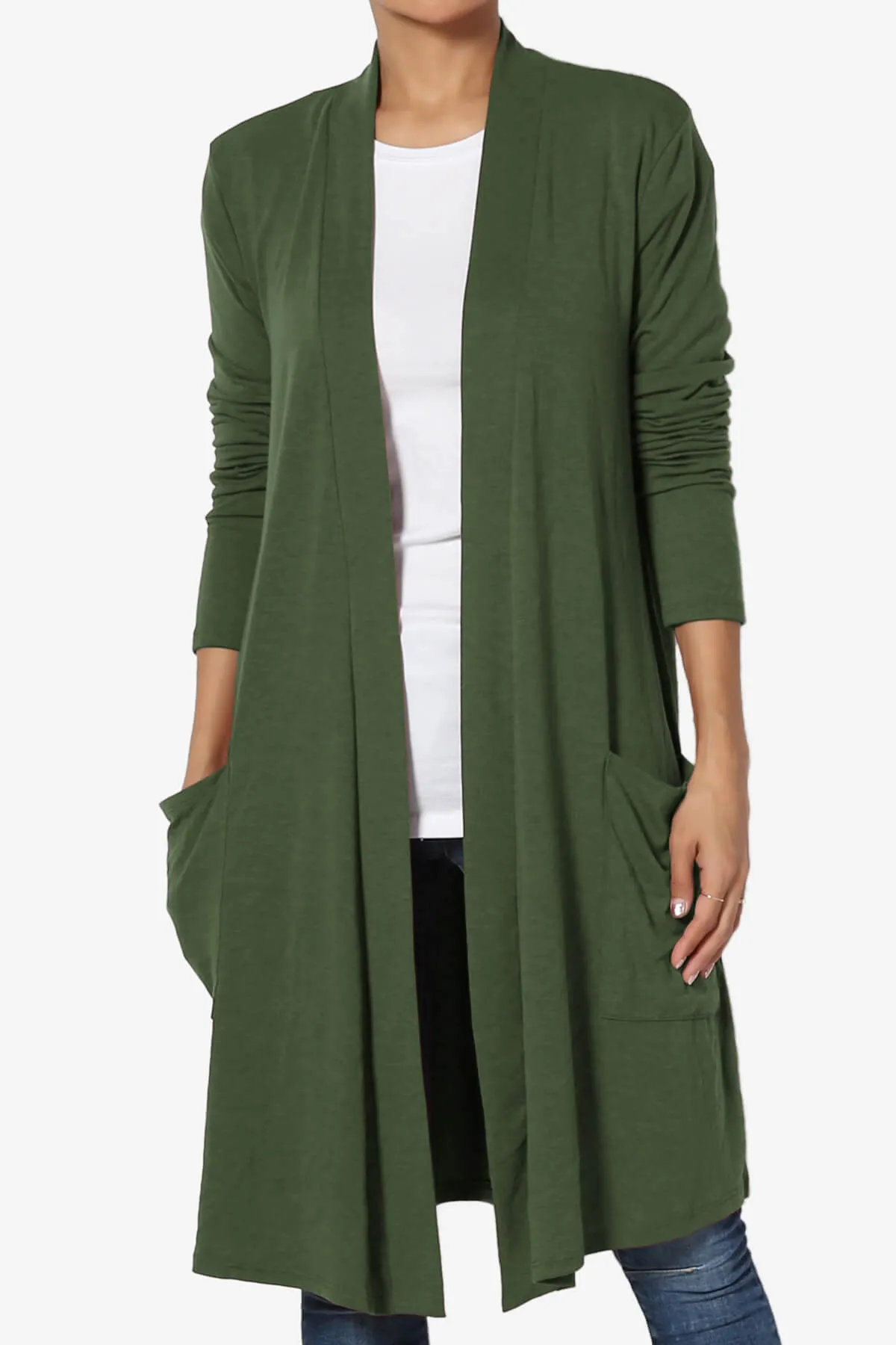 Daday Pocket Jersey Knee Length Cardigan