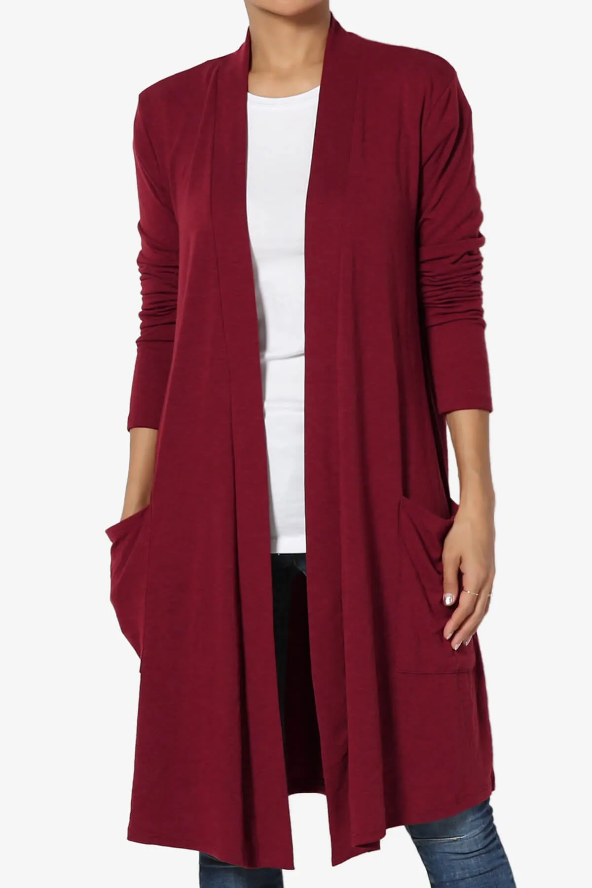 Daday Pocket Jersey Knee Length Cardigan