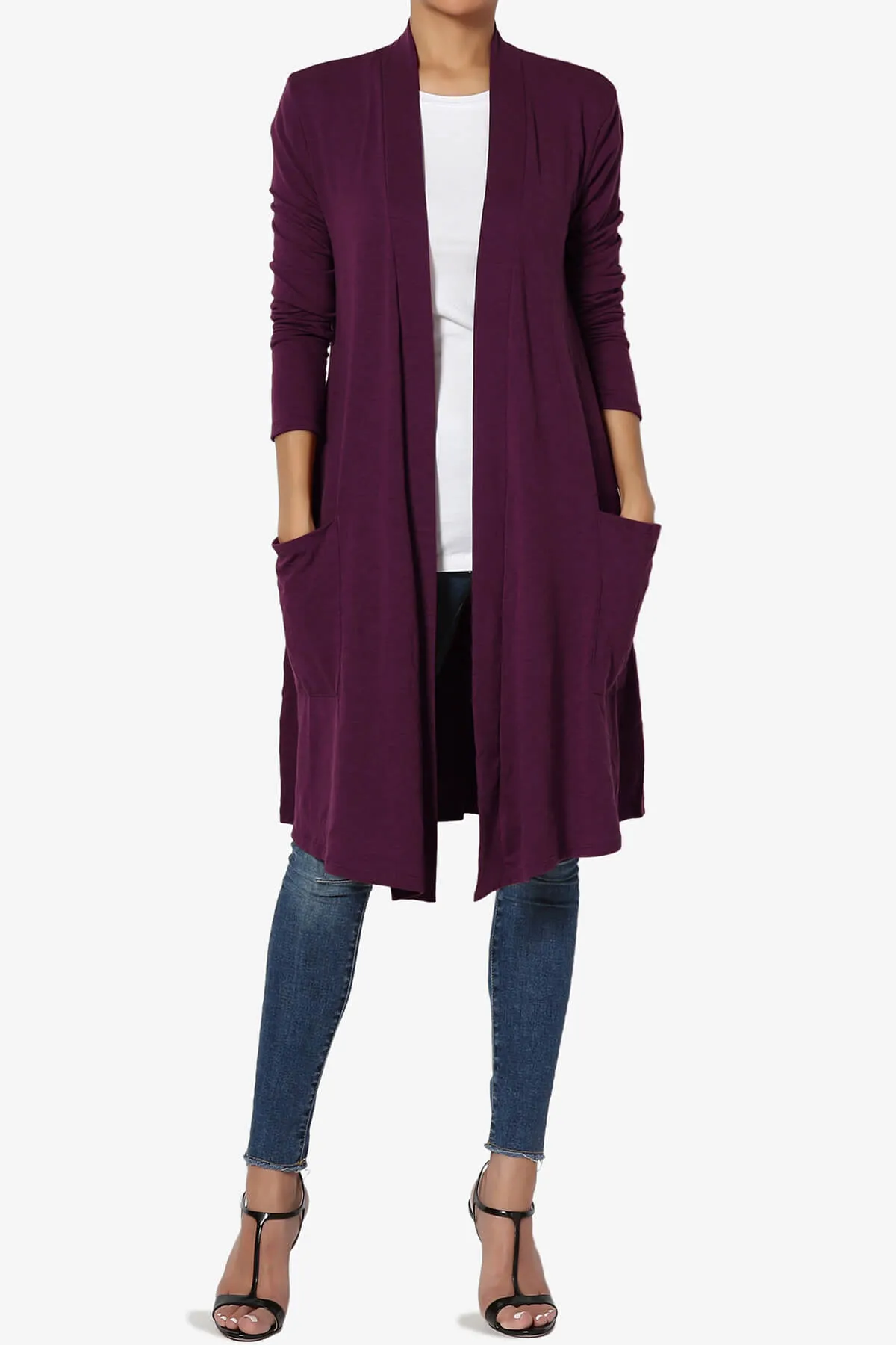 Daday Pocket Jersey Knee Length Cardigan