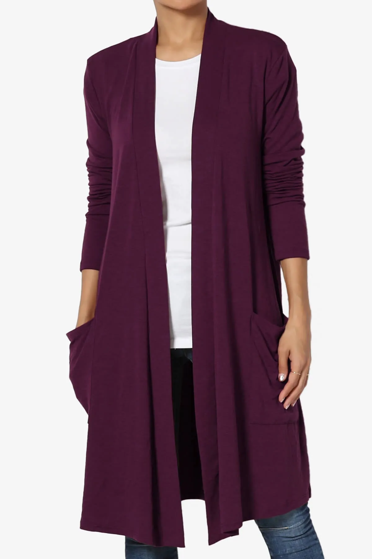 Daday Pocket Jersey Knee Length Cardigan