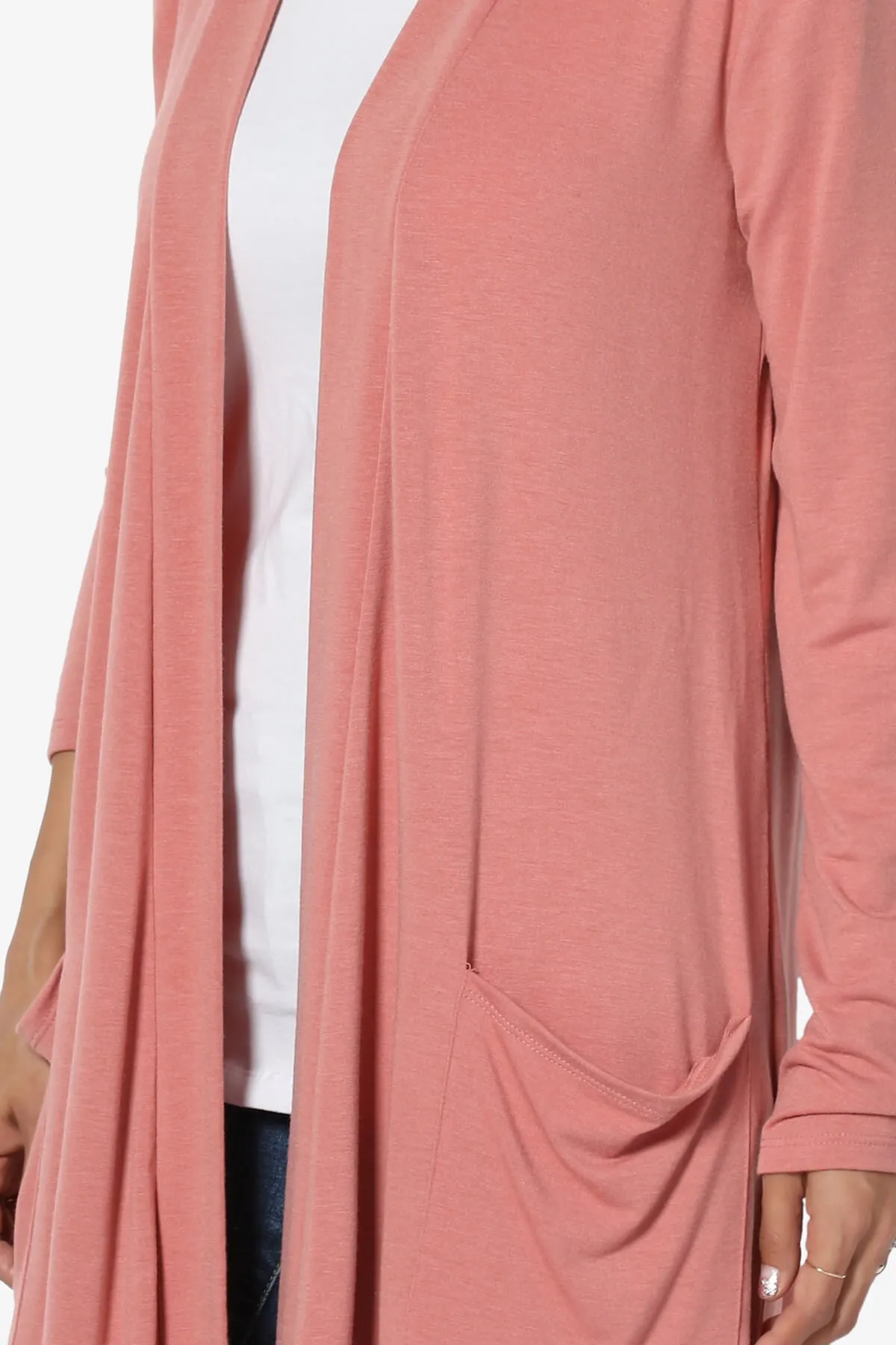 Daday Pocket Jersey Knee Length Cardigan