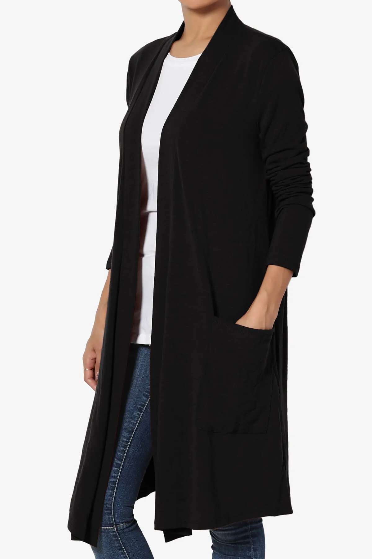 Daday Pocket Jersey Knee Length Cardigan