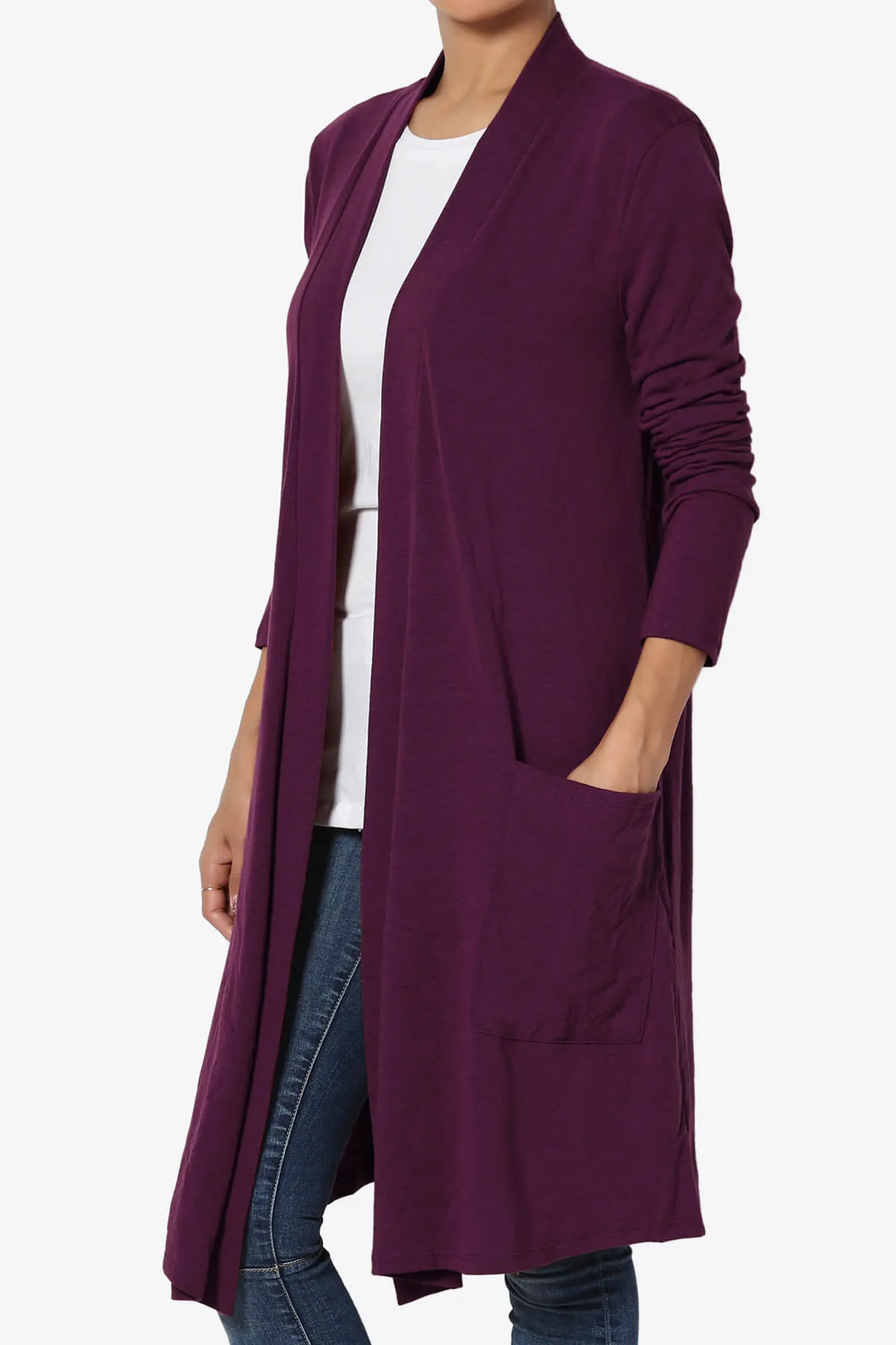 Daday Pocket Jersey Knee Length Cardigan