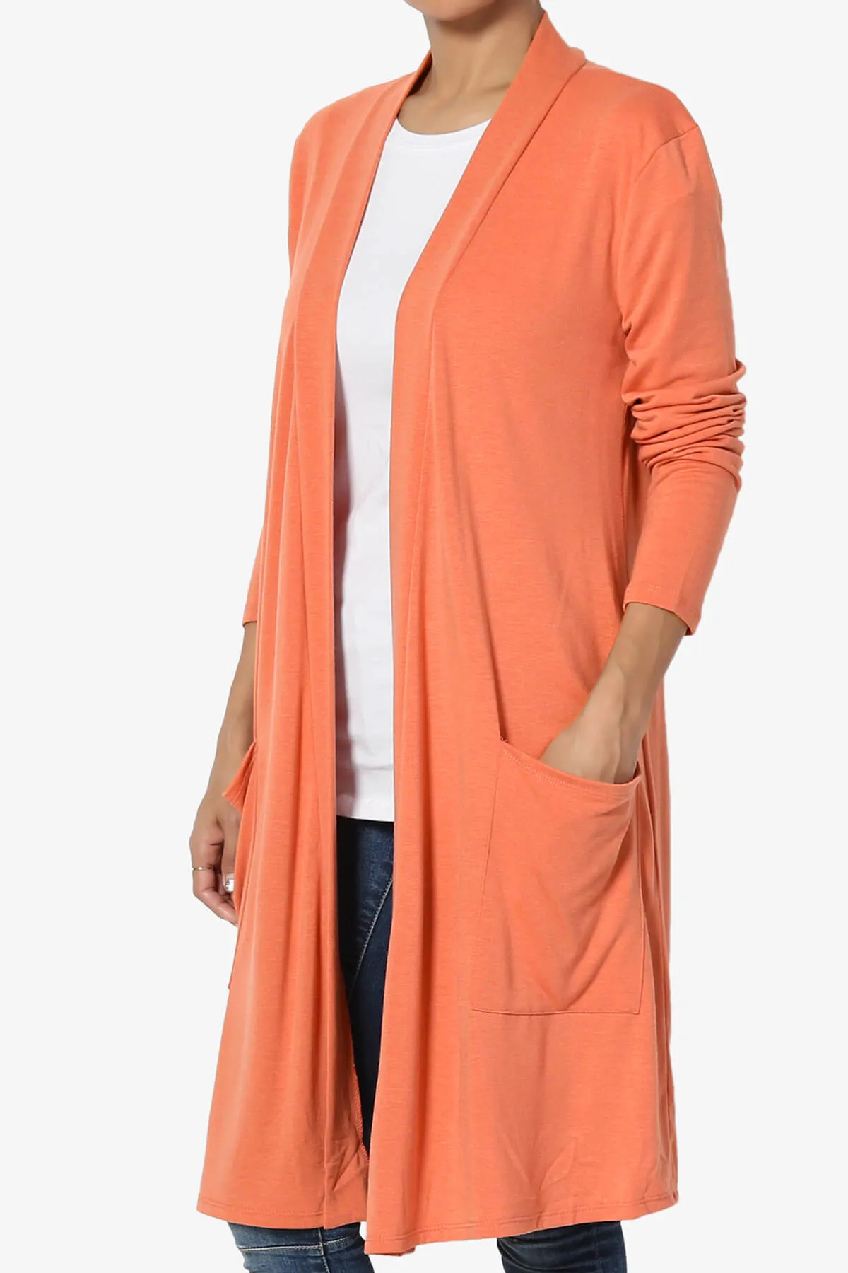 Daday Pocket Jersey Knee Length Cardigan