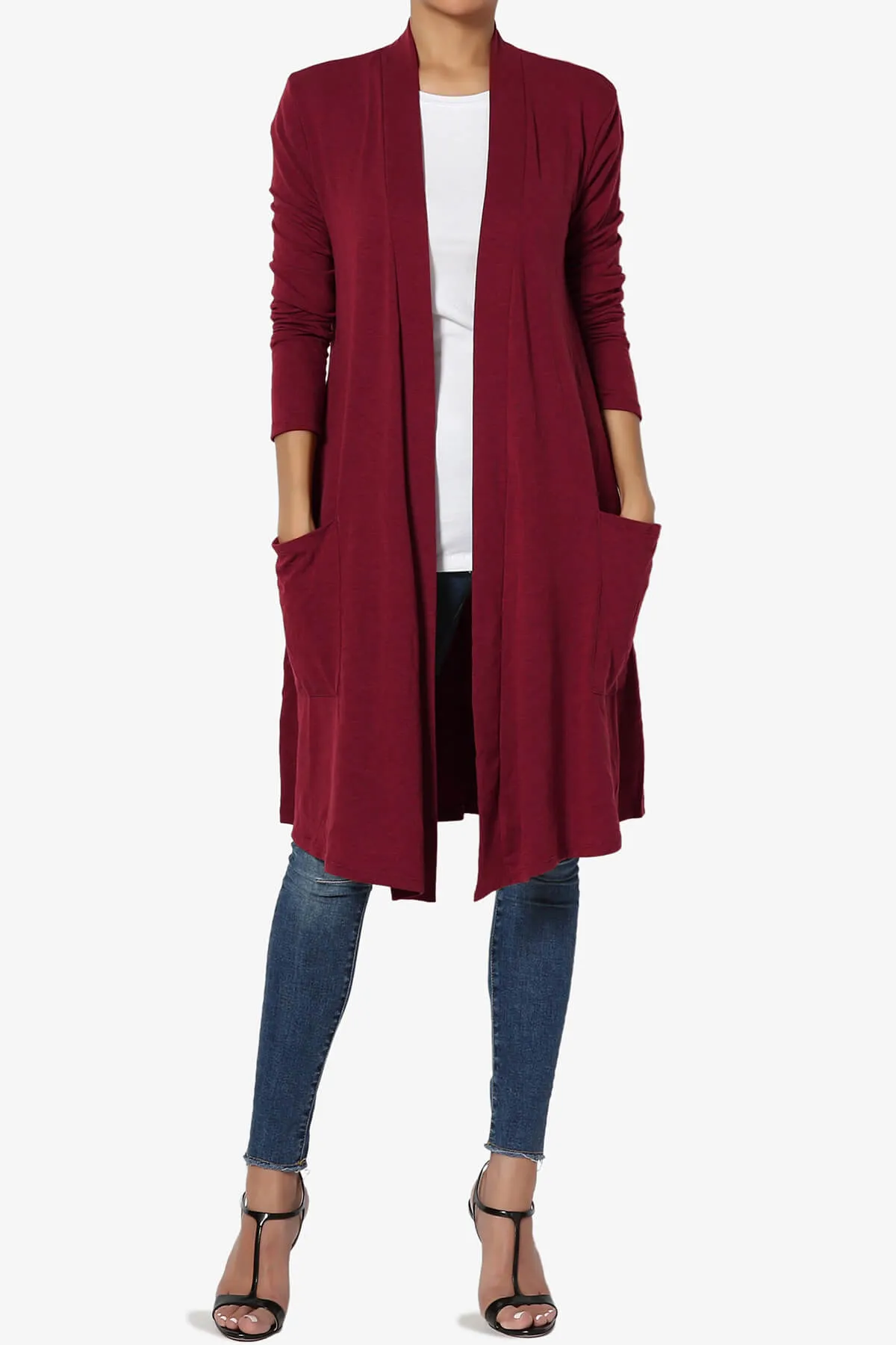 Daday Pocket Jersey Knee Length Cardigan
