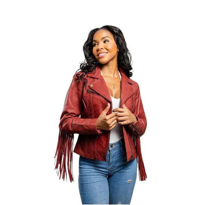 Daisy - Women's Fashion Leather Jacket (Oxblood)