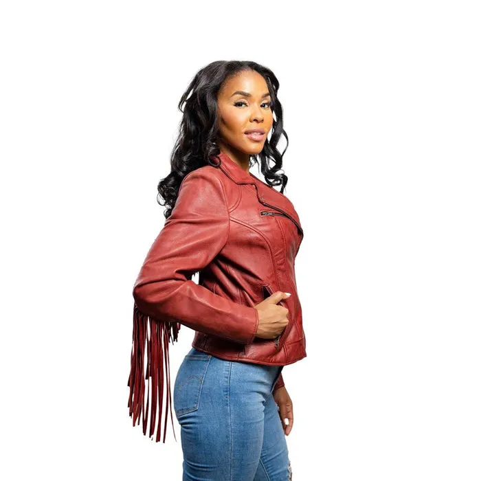 Daisy - Women's Fashion Leather Jacket (Oxblood)