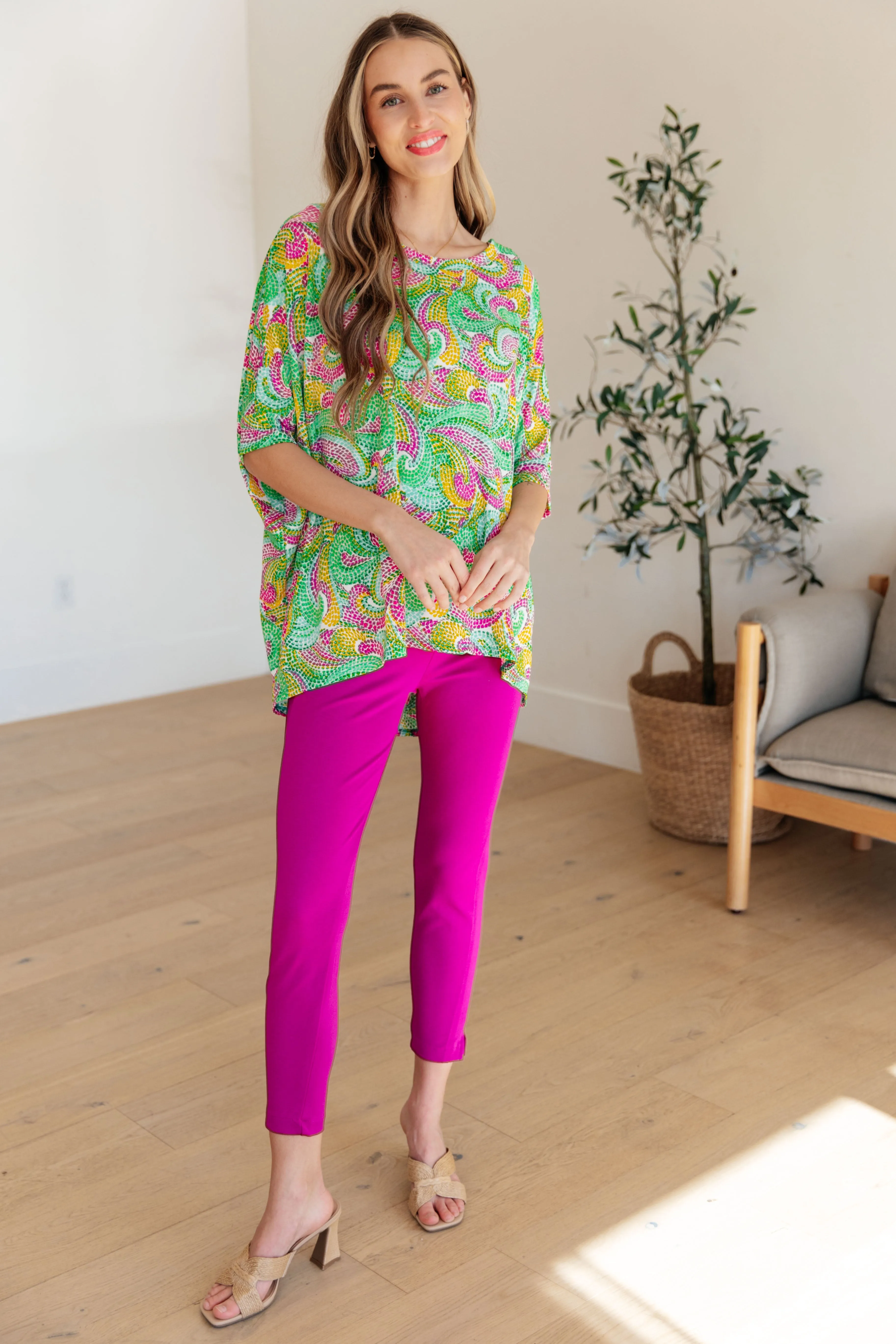 Dear Scarlett Painted Green and Pink Essential Blouse