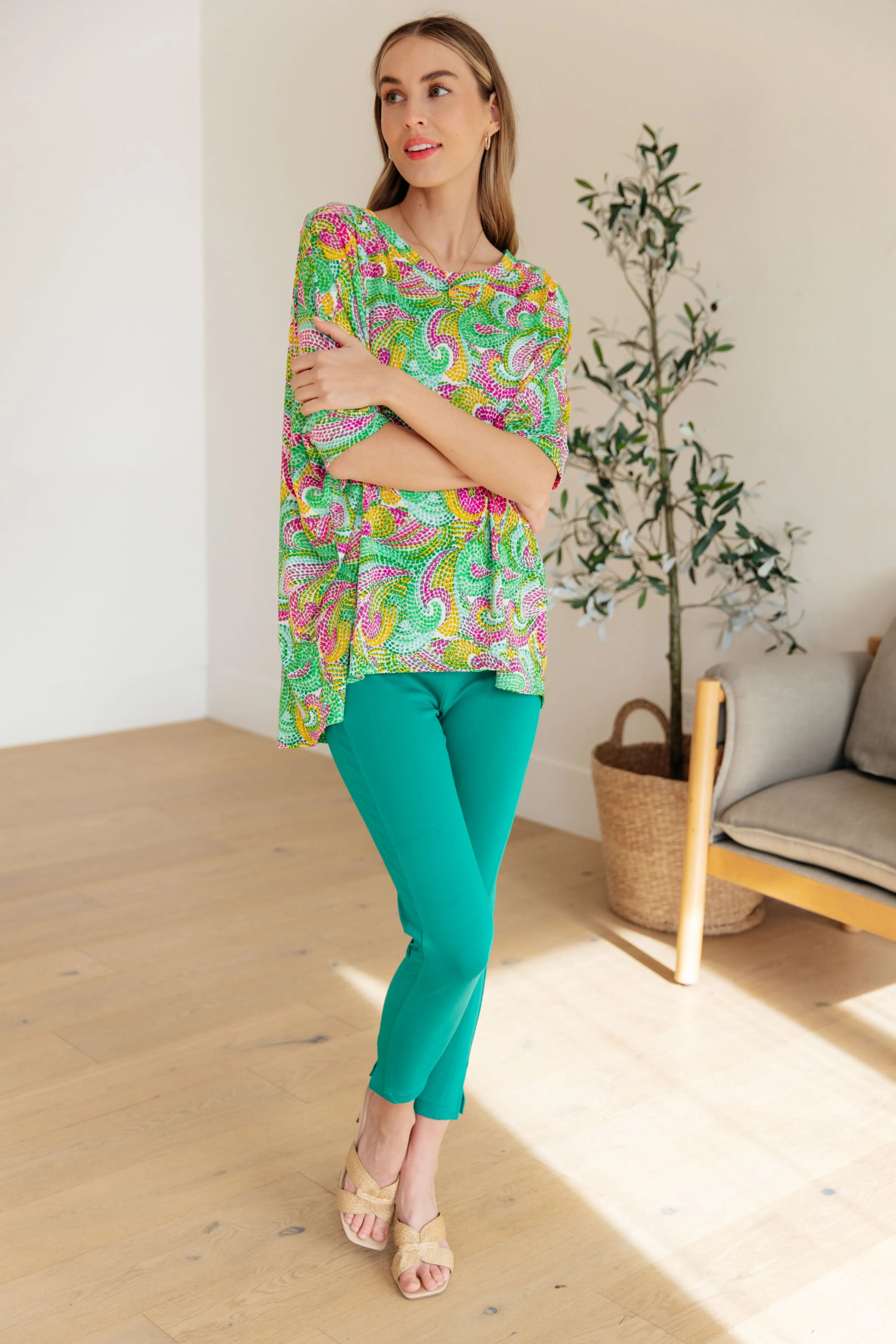 Dear Scarlett Painted Green and Pink Essential Blouse