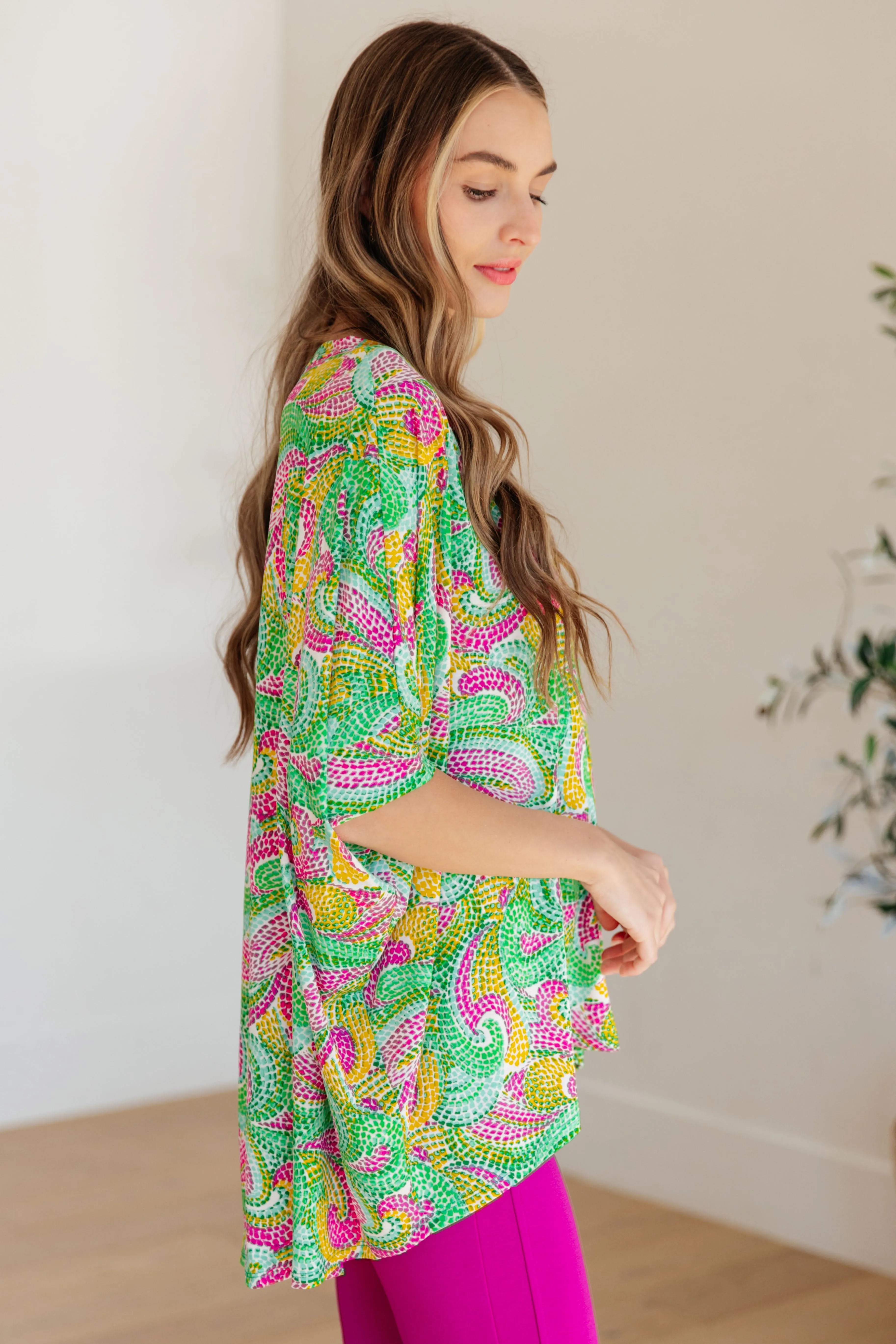 Dear Scarlett Painted Green and Pink Essential Blouse