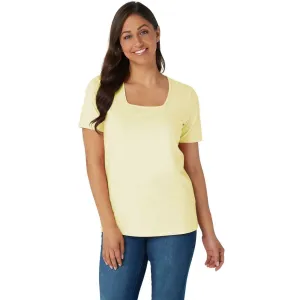 Denim & Co. Women's Essentials Perfect Jersey Short Sleeve Square Neck Top