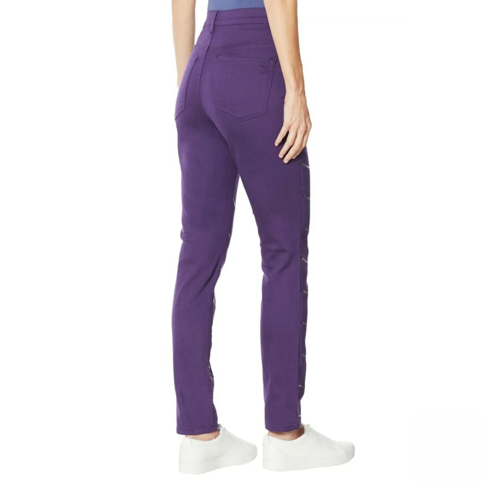 DG2 by Diane Gilman Women's Petite Sequin Emellished Skinny Jeans
