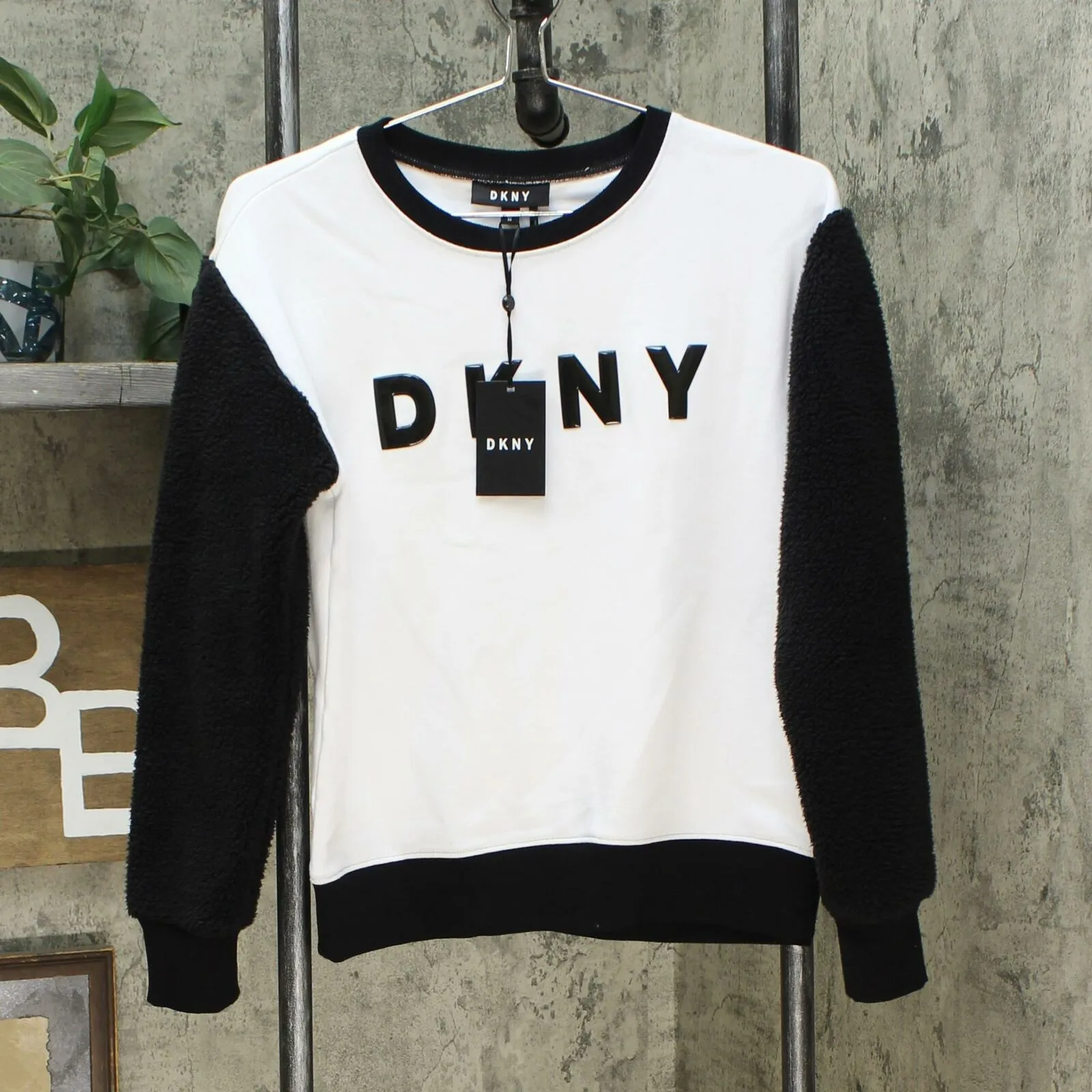 DKNY Women's Fleece Sleeve Logo Sweatshirt