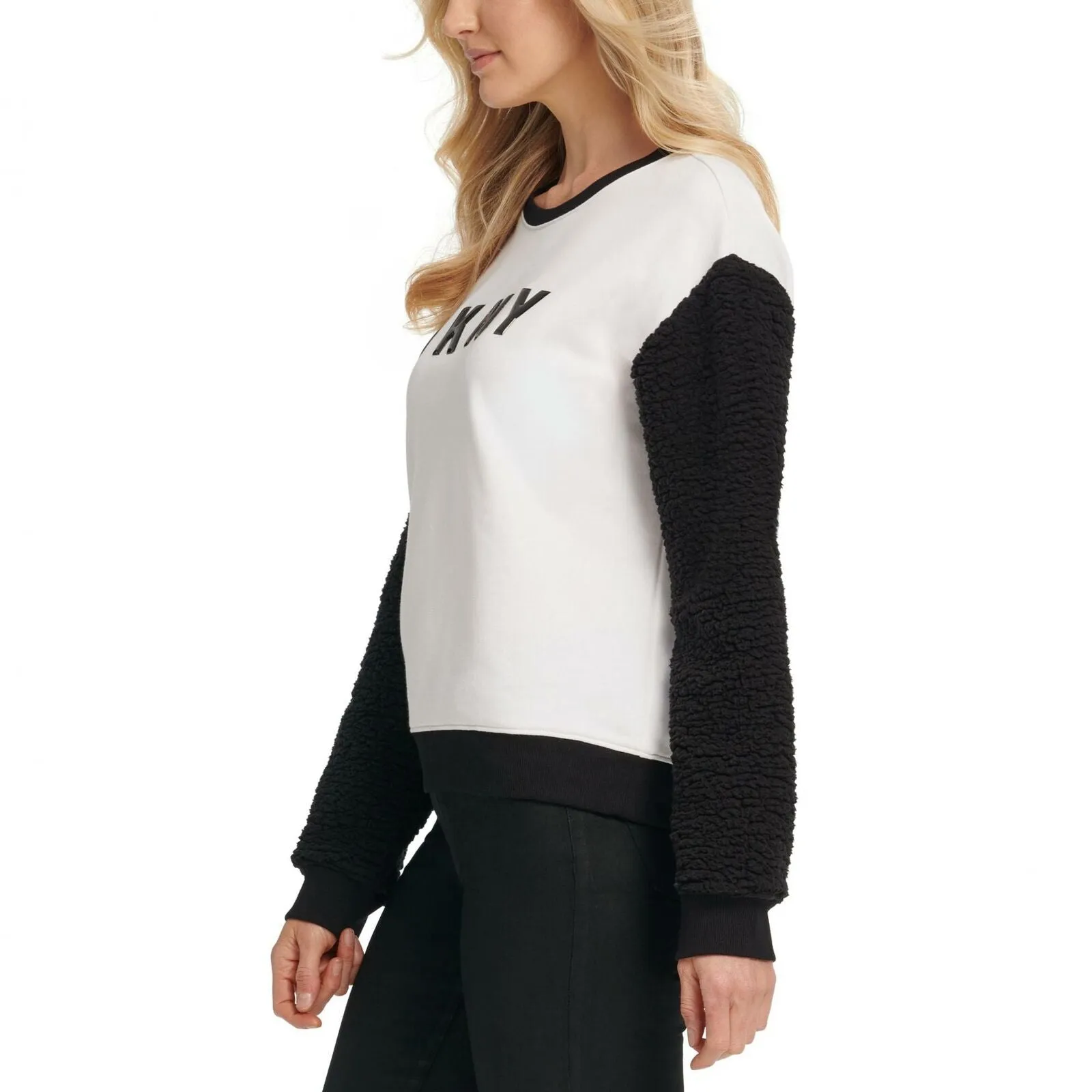 DKNY Women's Fleece Sleeve Logo Sweatshirt