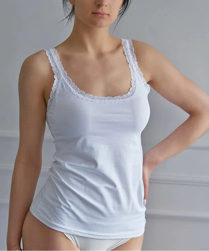 Dolce Cotton Lace T-Shirt In White - Janira