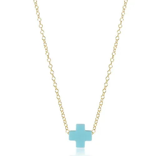 egirl 14" Necklace Gold - Signature Cross Gold Small Pink