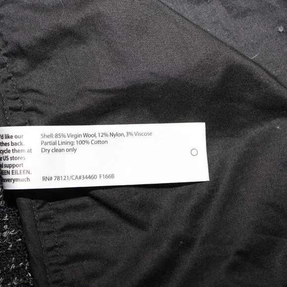 Eileen Fisher Womens Wool Tweed Open front Jacket Black and White Size 1X